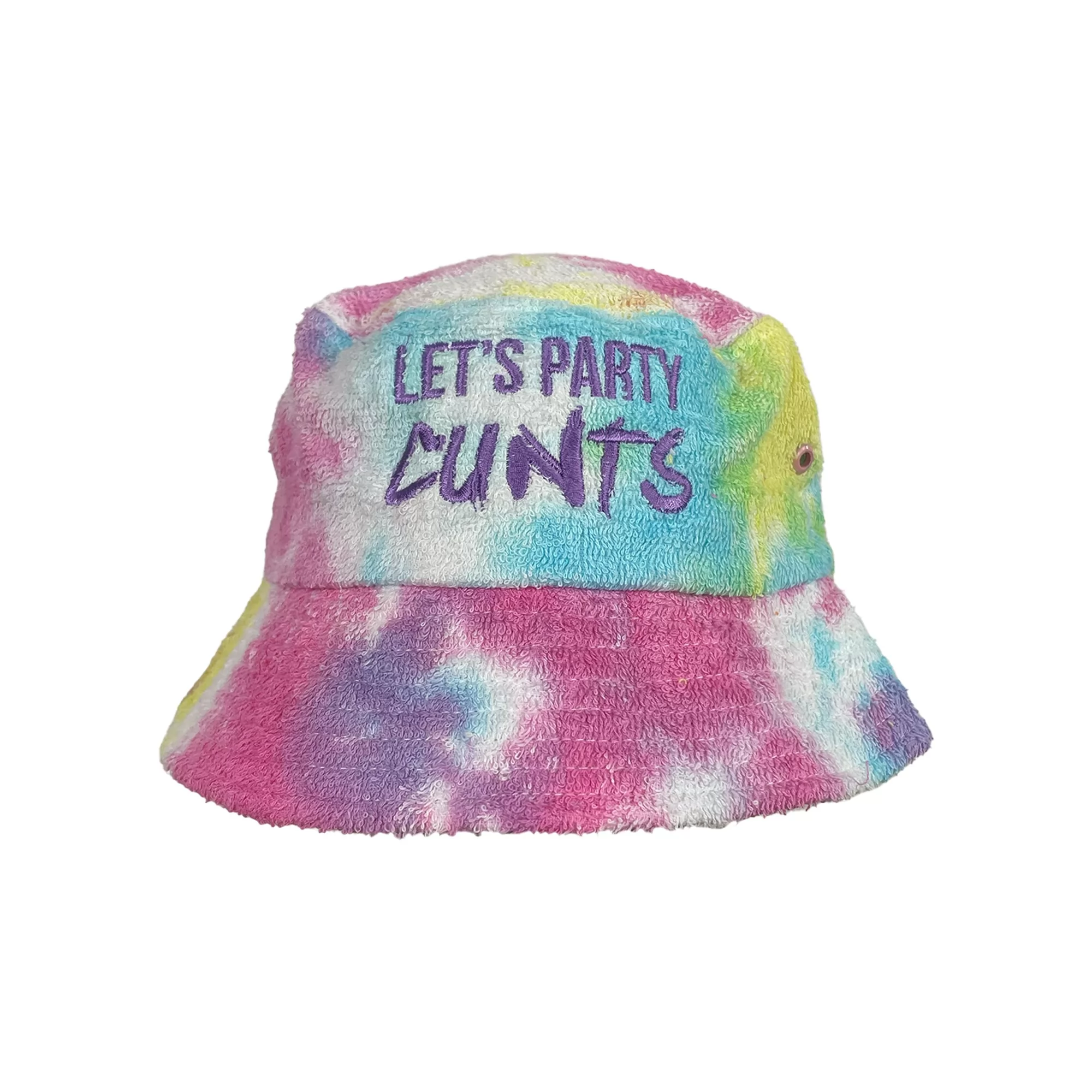 LETS PARTY TIE DYE TERRY TOWEL BUCKET HAT LETS PARTY TIE DYE TERRY TOWEL BUCKET HAT