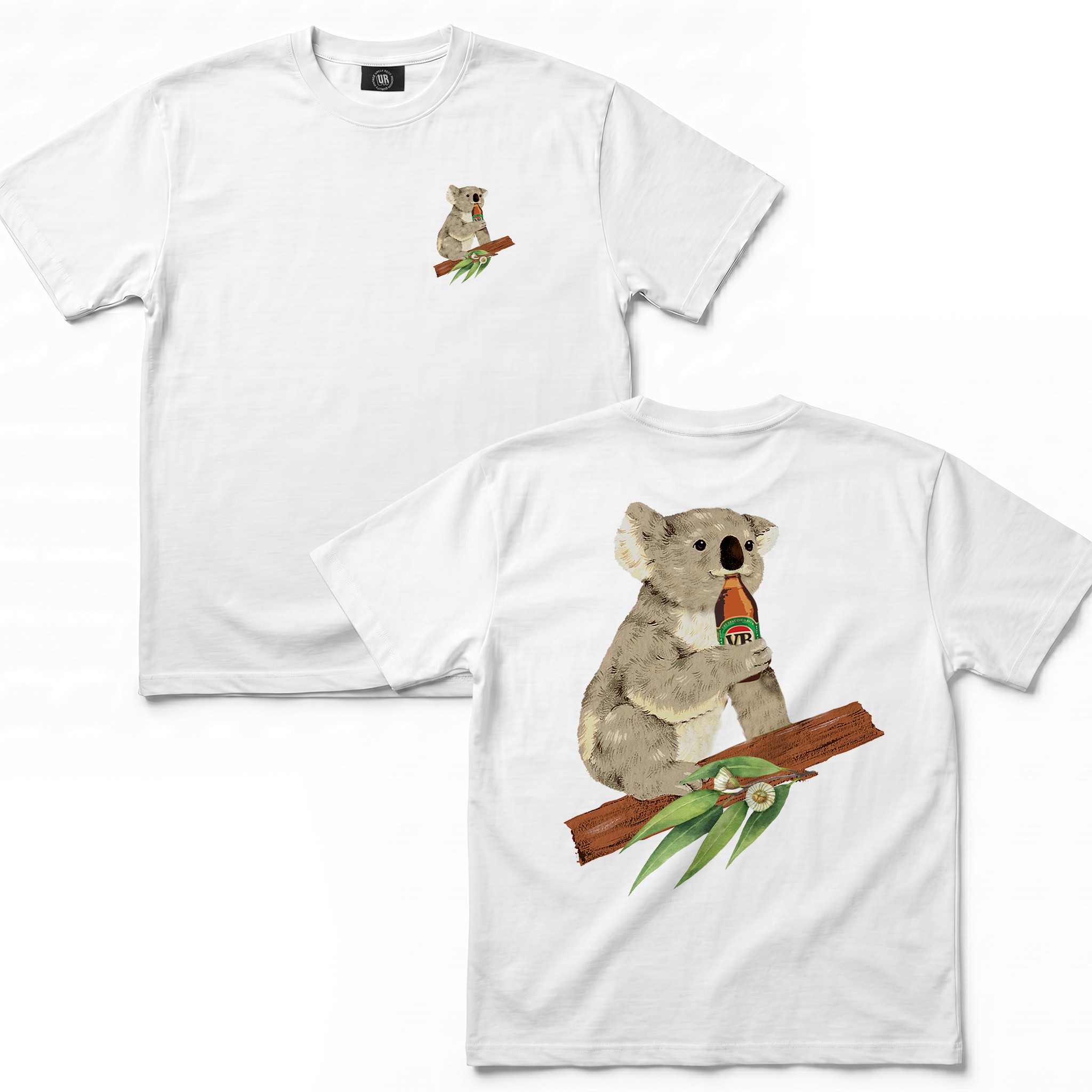 KOALA BEER FRONT AND BACK WHITE TEE KOALA BEER FRONT AND BACK WHITE TEE