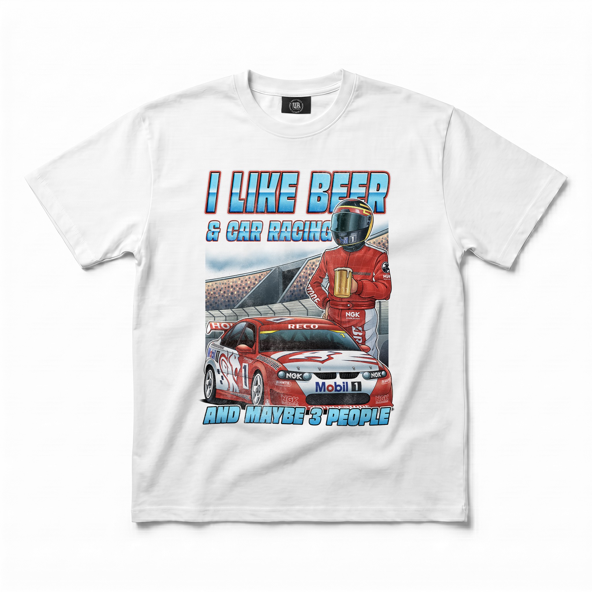 CAR RACING AND BEER WHITE TEE CAR RACING AND BEER WHITE TEE