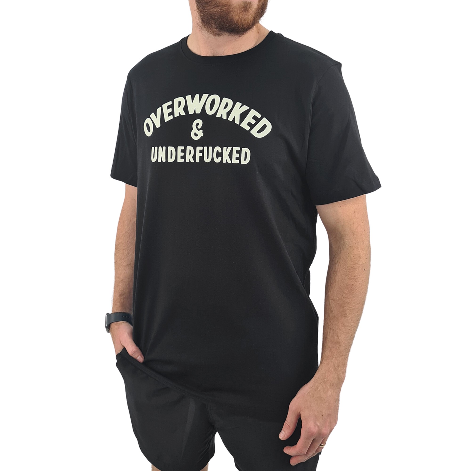 OVERWORKED BLACK TEE