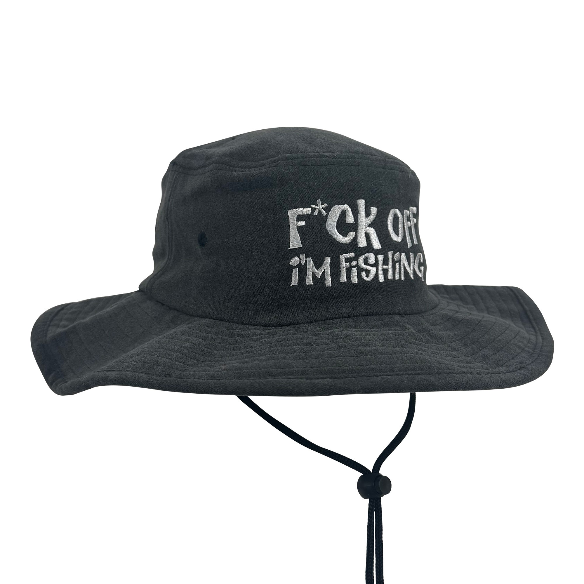 STONEWASHED BLACK F OFF I'M FISHING WIDE BRIM HAT