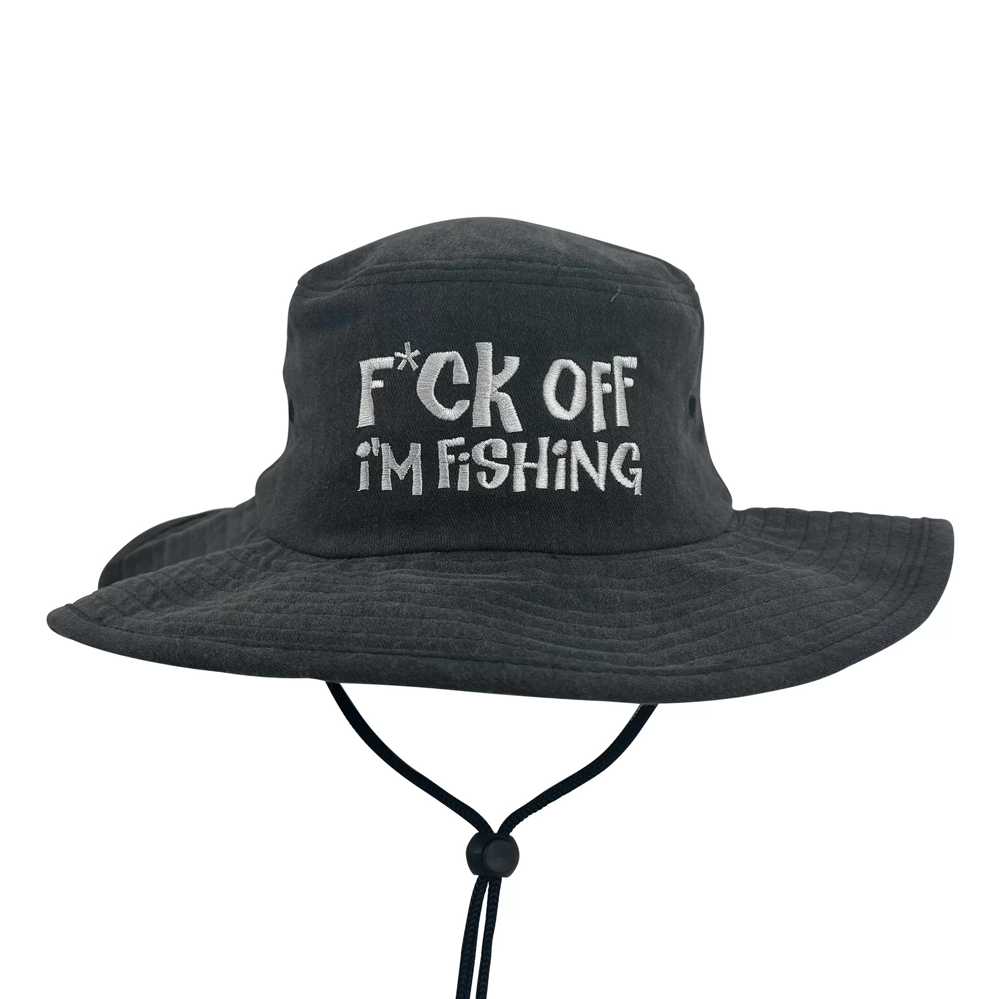 STONEWASHED BLACK F OFF I'M FISHING WIDE BRIM HAT STONEWASHED BLACK F OFF I'M FISHING WIDE BRIM HAT