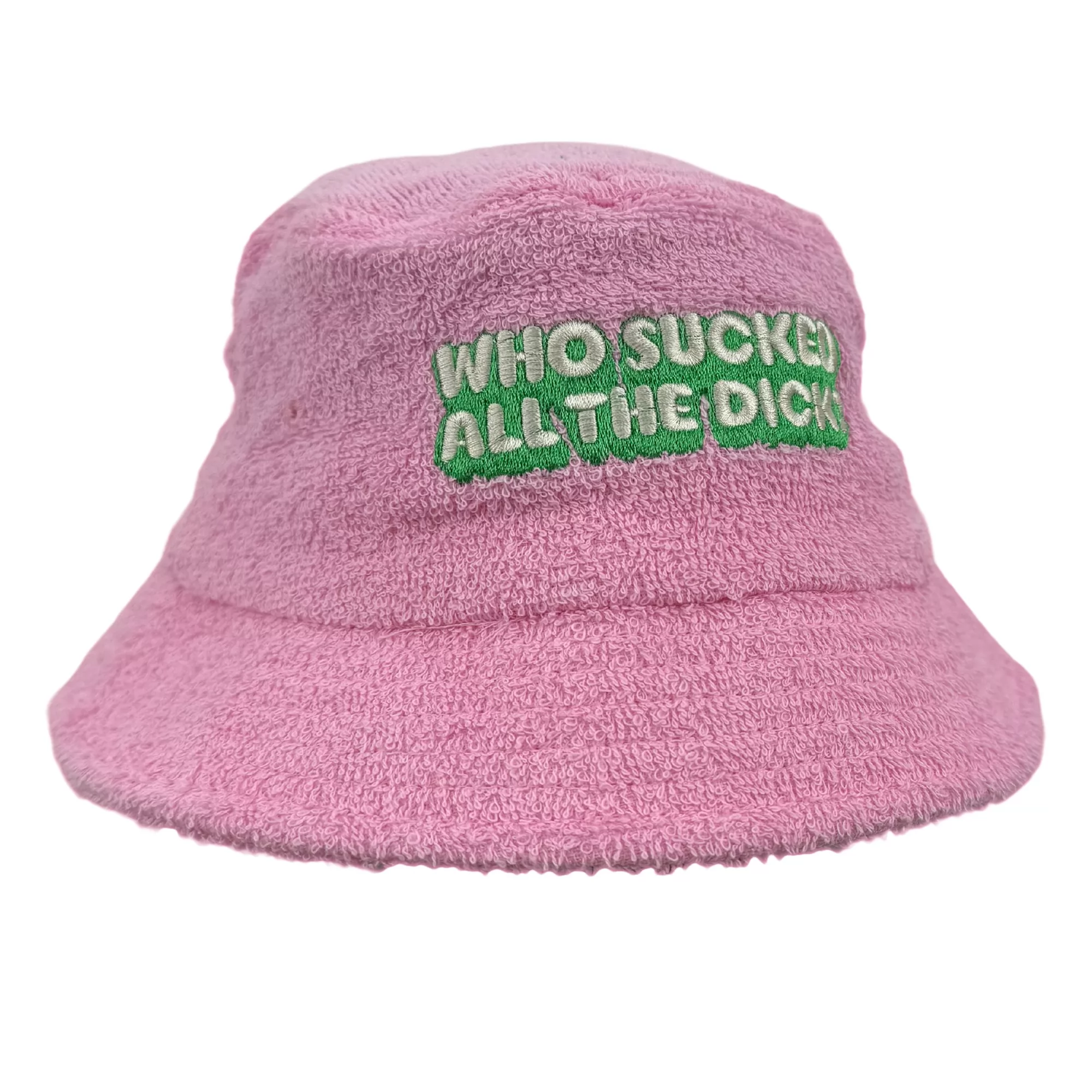 WHO SUCKED ALL THE D TERRY TOWEL BUCKET HAT WHO SUCKED ALL THE D TERRY TOWEL BUCKET HAT