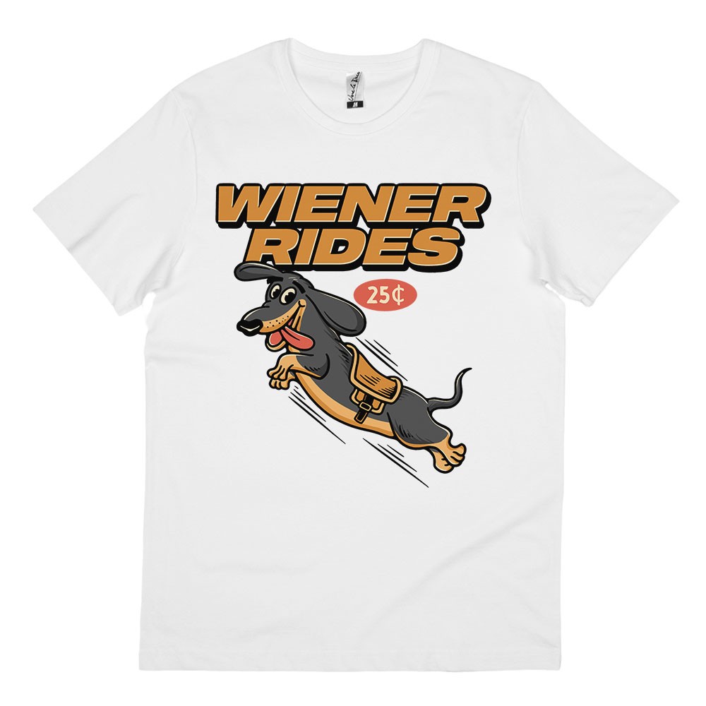 WIENER RIDES WHITE TEE WIENER RIDES WHITE TEE
