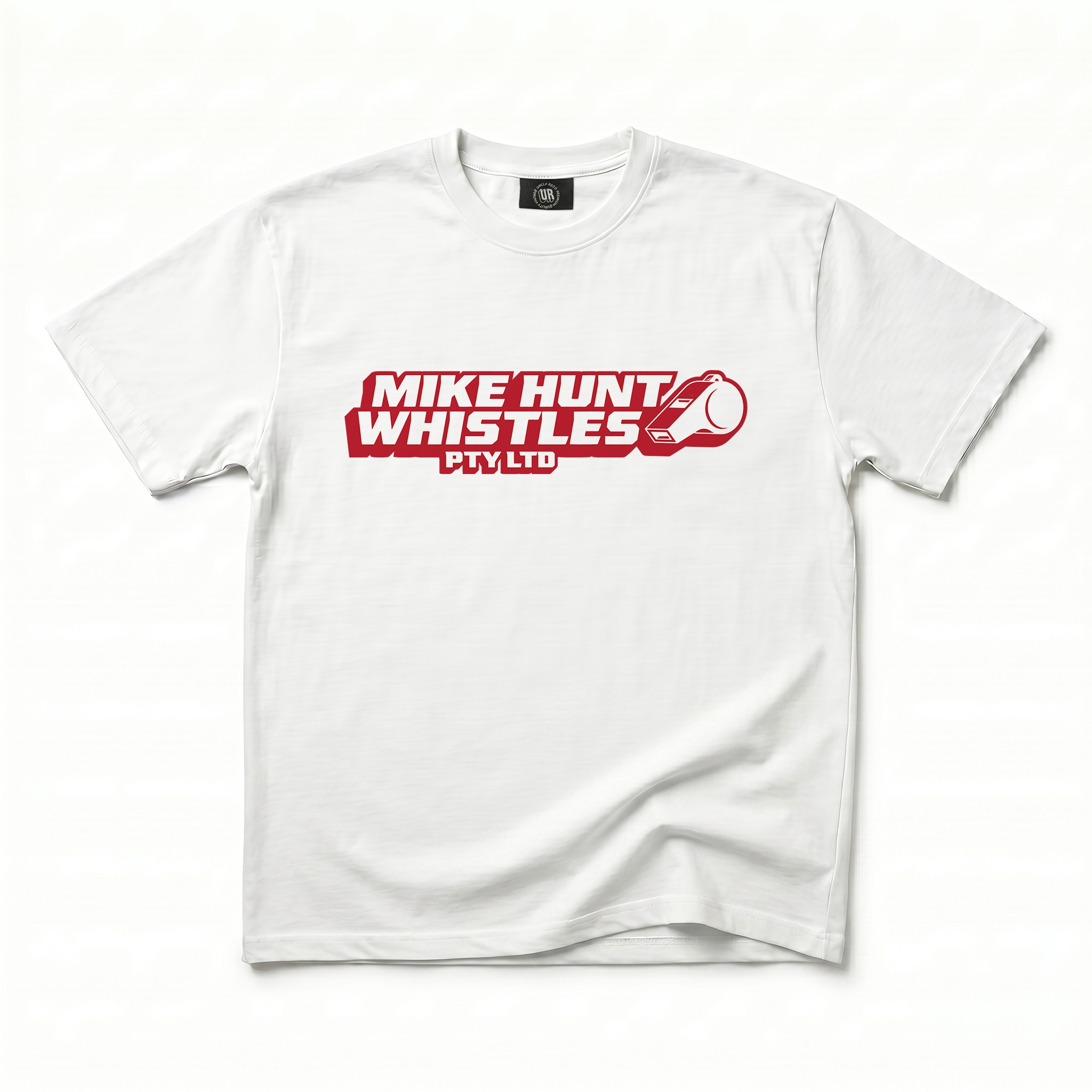 MIKE HUNT WHISTLES WHITE TEE MIKE HUNT WHISTLES WHITE TEE