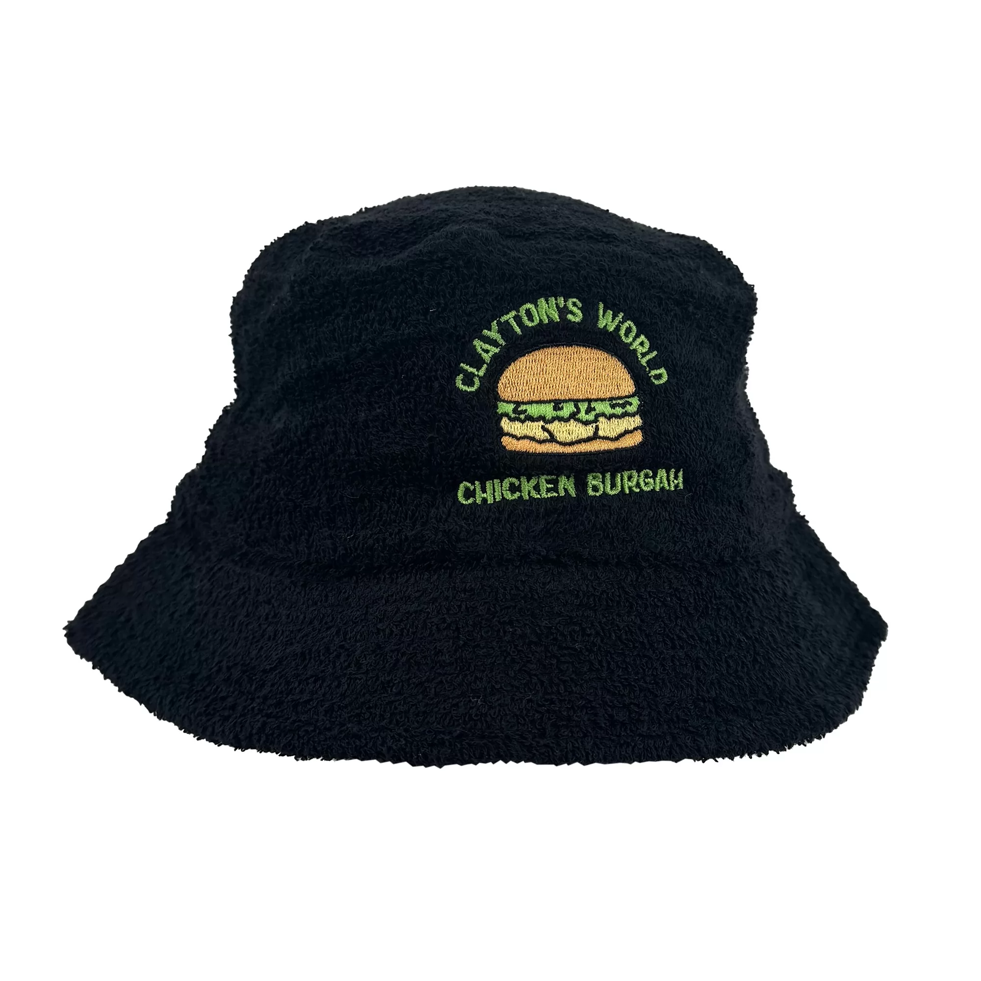 CLAYTON'S WORLD BLACK TERRY TOWEL BUCKET HAT CLAYTON'S WORLD BLACK TERRY TOWEL BUCKET HAT