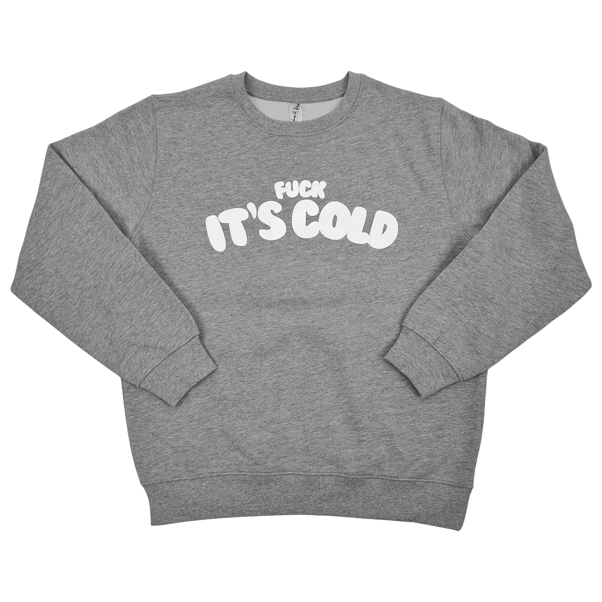 IT'S COLD PUFF PRINT GREY CREW