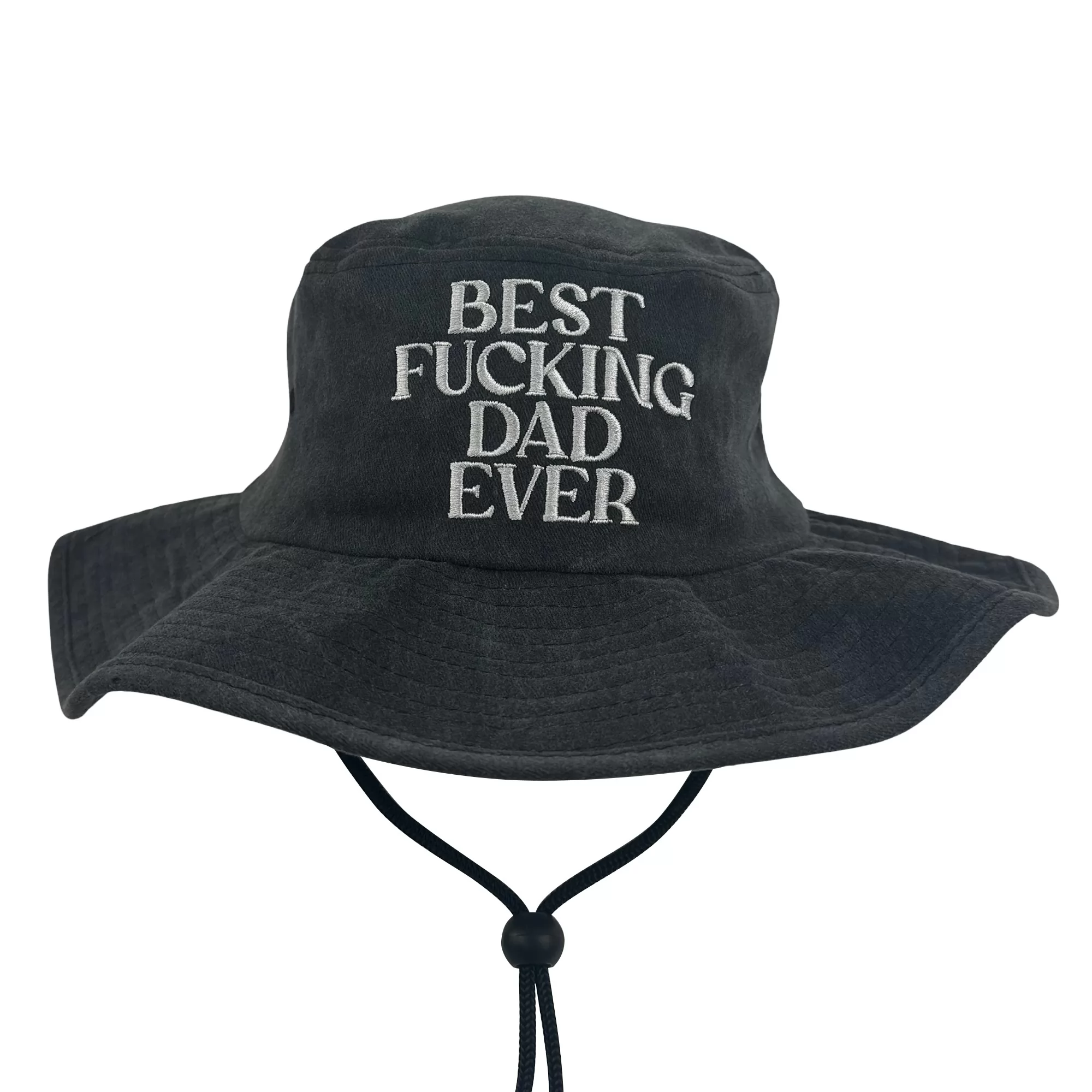 BLACK STONEWASHED BEST DAD WIDE BRIM HAT