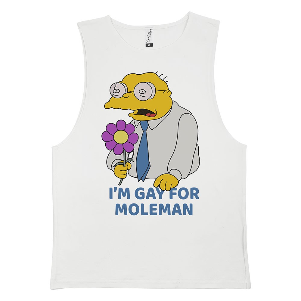 GAY FOR MOLEMAN WHITE TANK GAY FOR MOLEMAN WHITE TANK