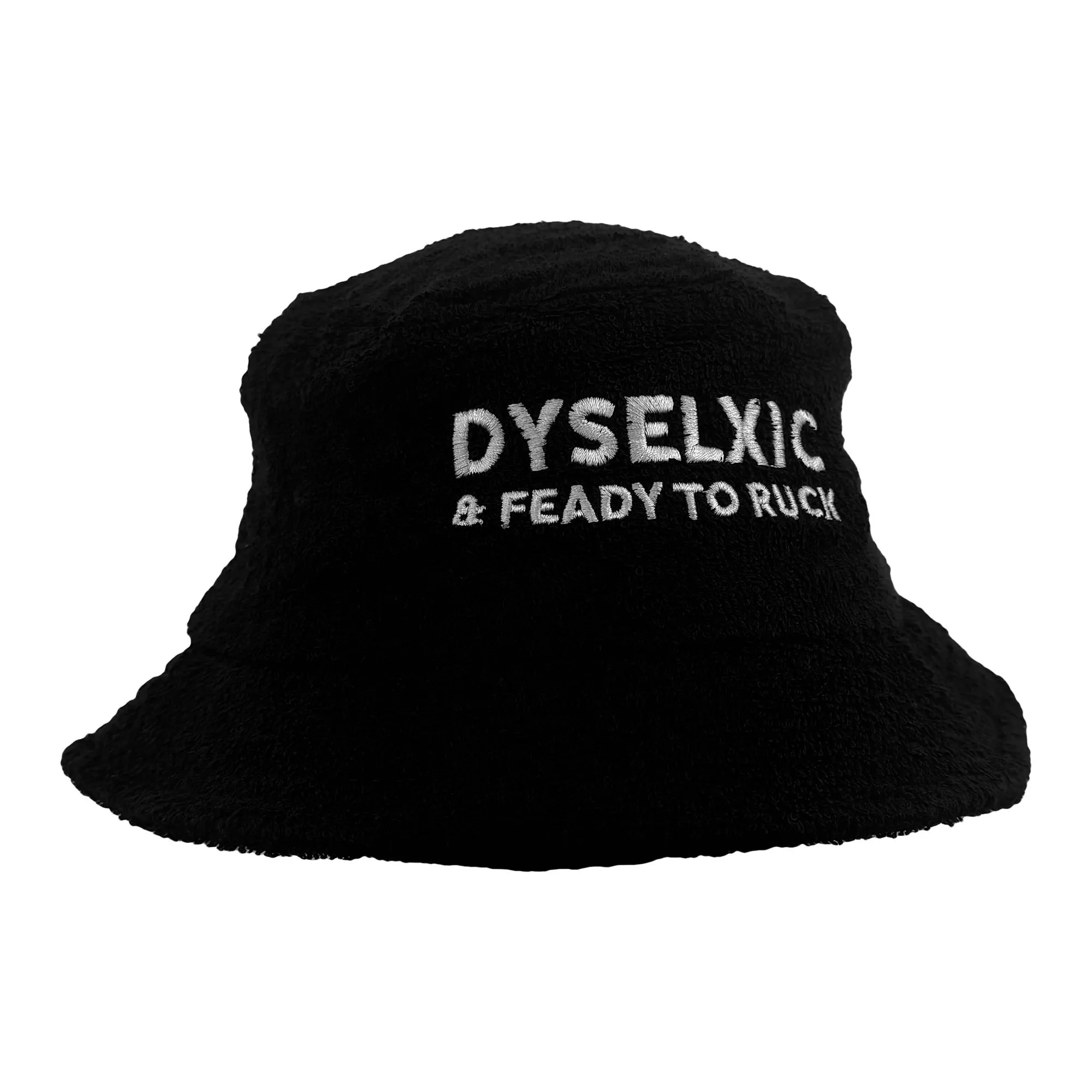 DYSLEXIC BLACK TERRY TOWEL BUCKET HAT DYSLEXIC BLACK TERRY TOWEL BUCKET HAT