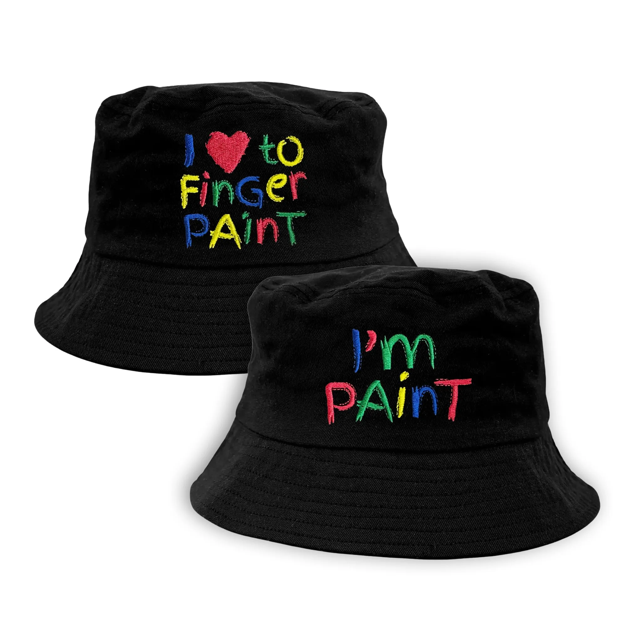 BLACK FINGER PAINT BUCKET HAT COMBO