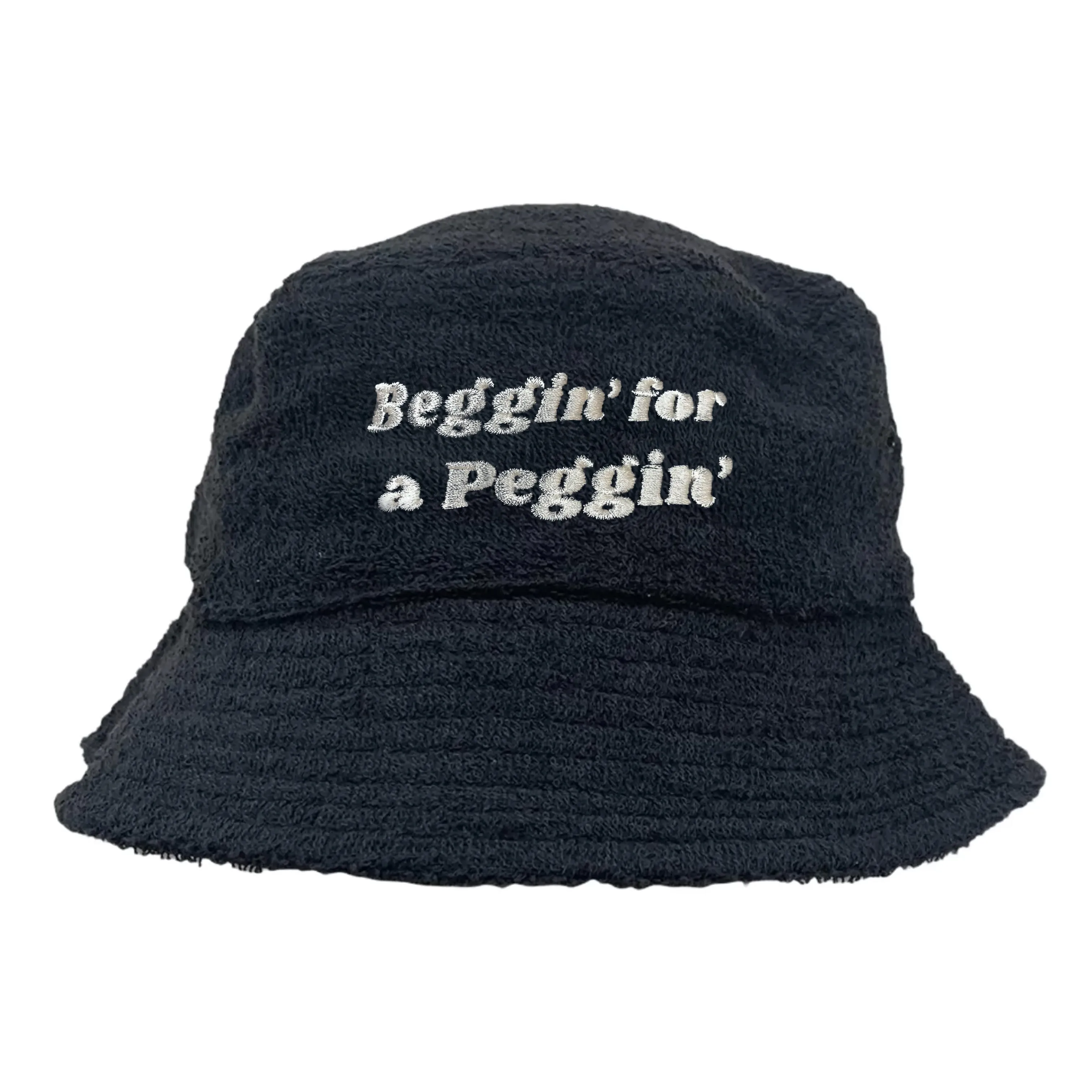 BEGGIN FOR A PEGGIN BLACK TERRY TOWEL BUCKET HAT
