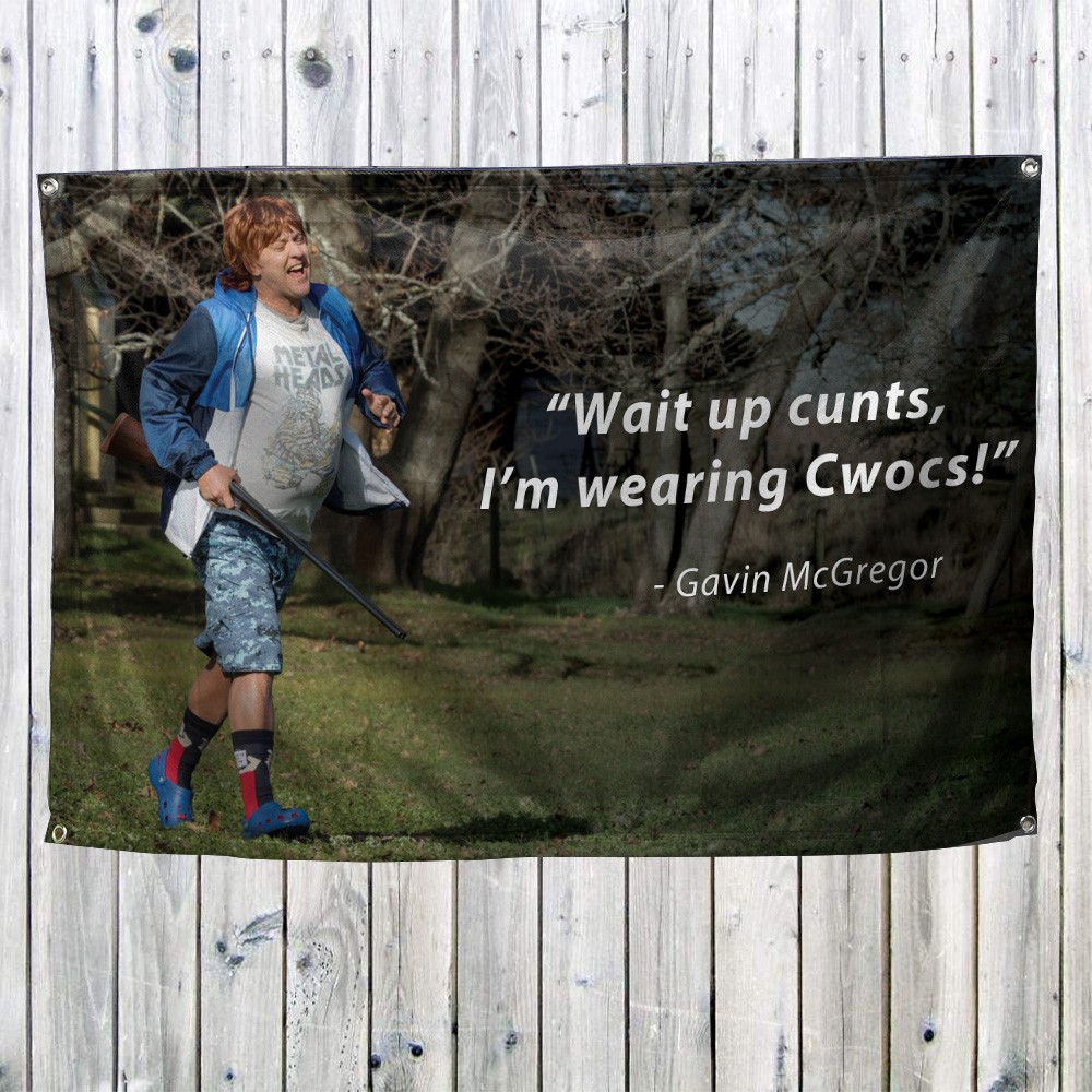 GAVIN WEARING CWOCS WALL HANGING GAVIN WEARING CWOCS WALL HANGING