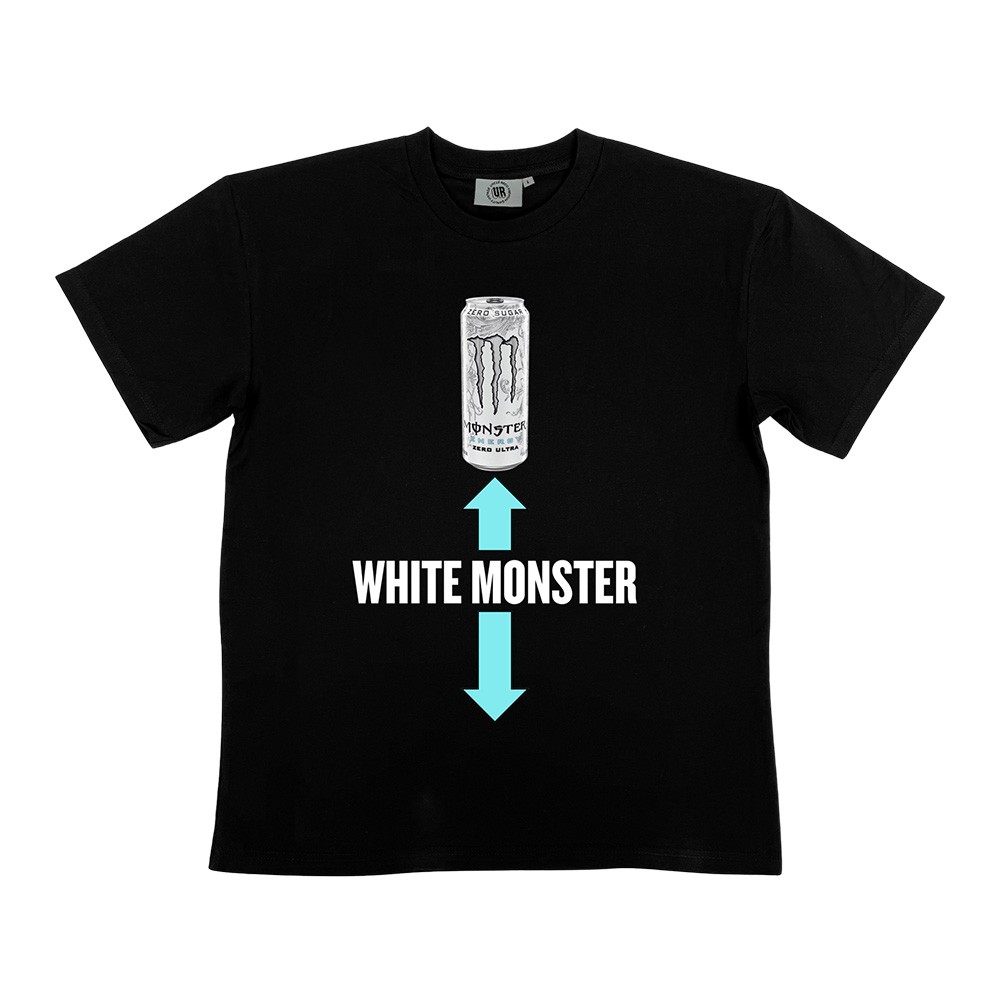 WHITE MONSTER BLACK TEE WHITE MONSTER BLACK TEE