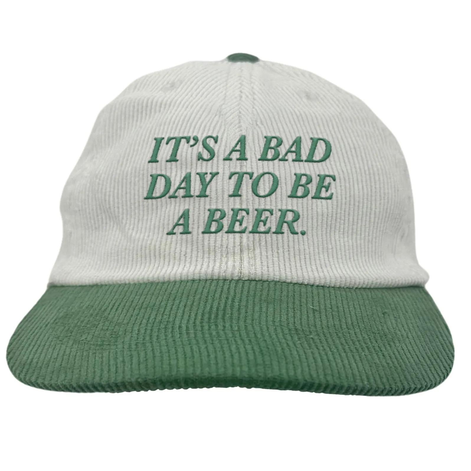 GREEN/WHITE BAD DAY BEER CORD HAT