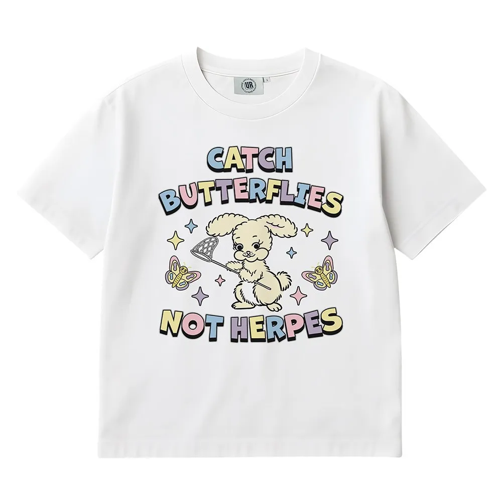 CATCH BUTTERFLIES WHITE TEE