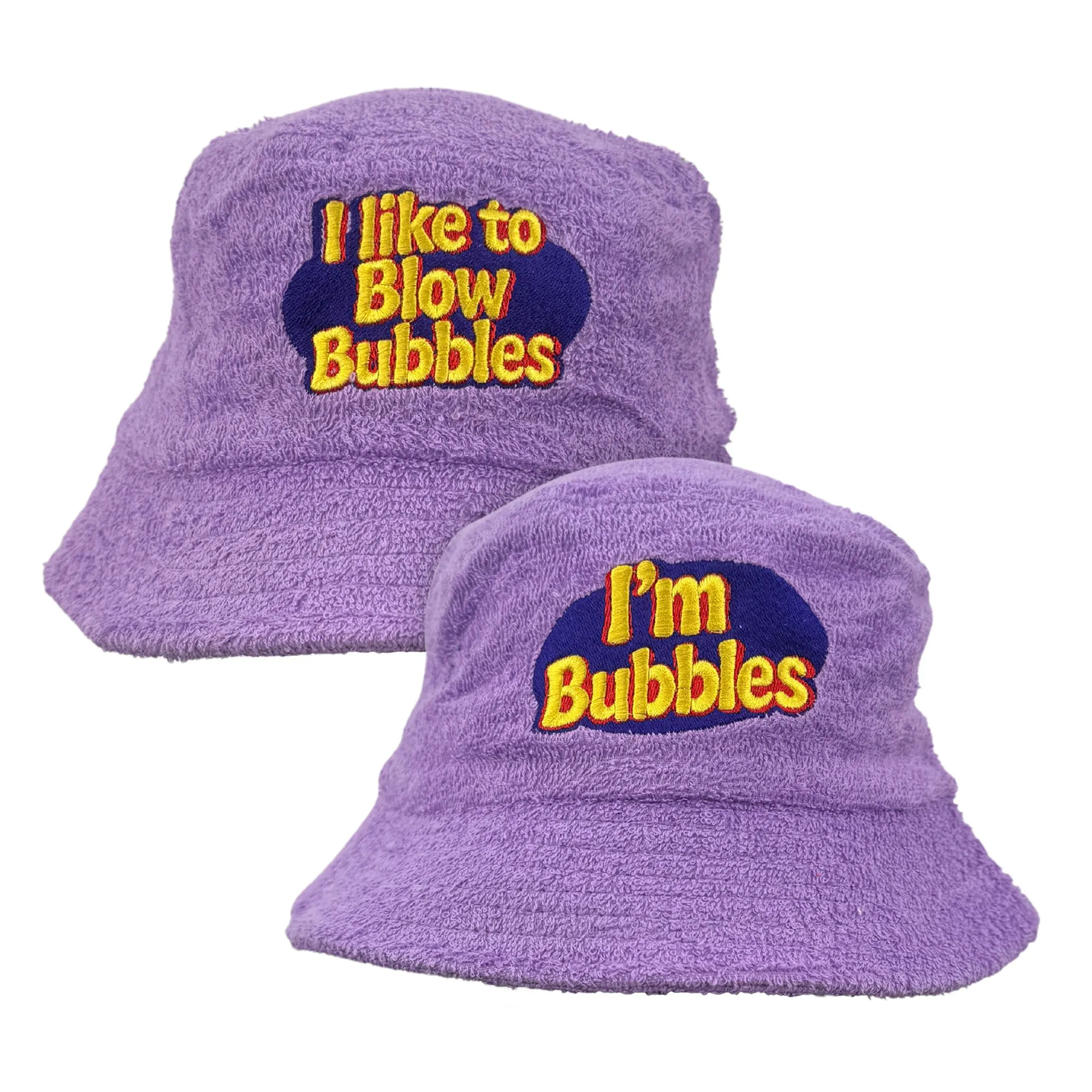 BUBBLES PURPLE TERRY TOWEL BUCKET HAT COMBO BUBBLES PURPLE TERRY TOWEL BUCKET HAT COMBO