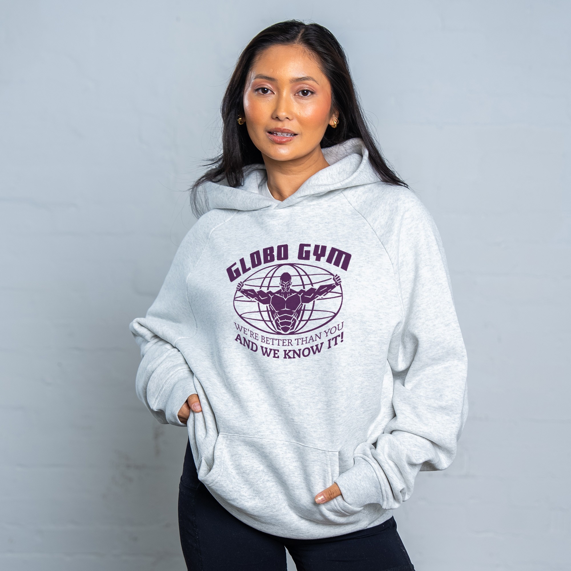 GLOBO GYM WHITE MARLE HOODIE