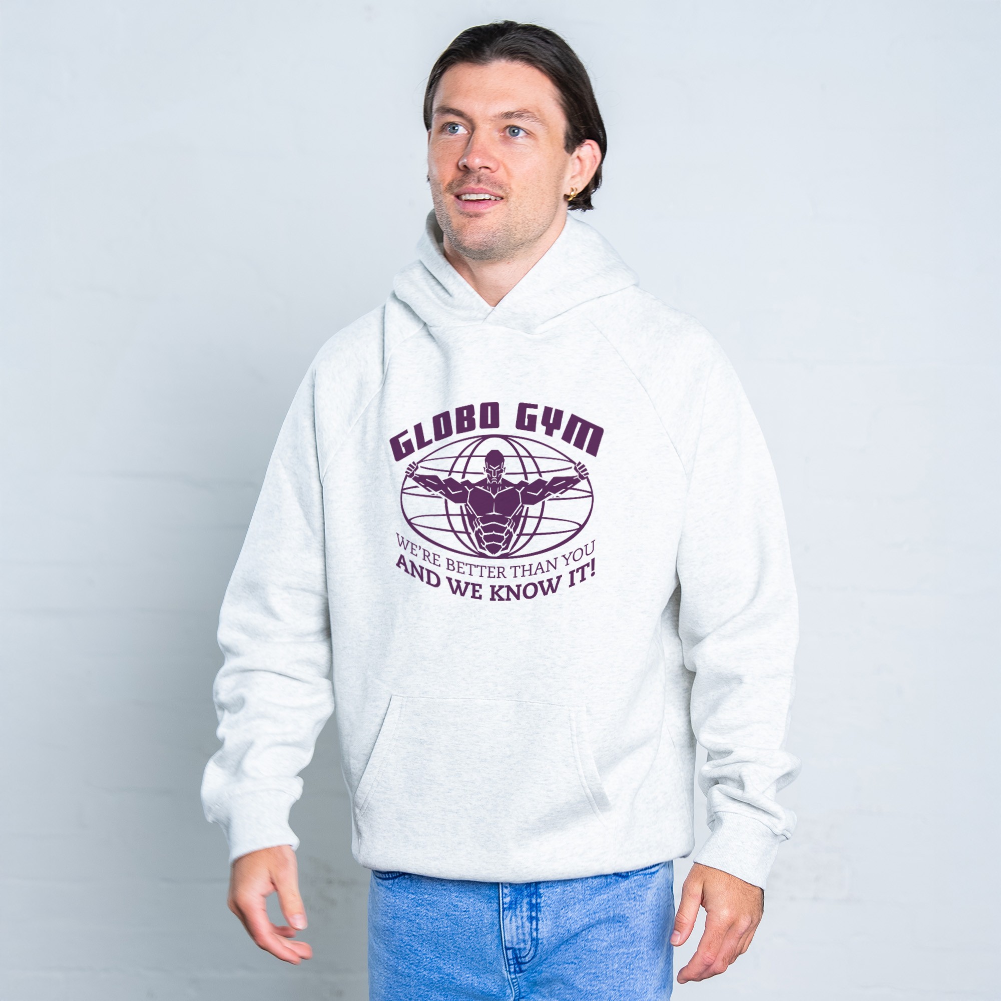 GLOBO GYM WHITE MARLE HOODIE
