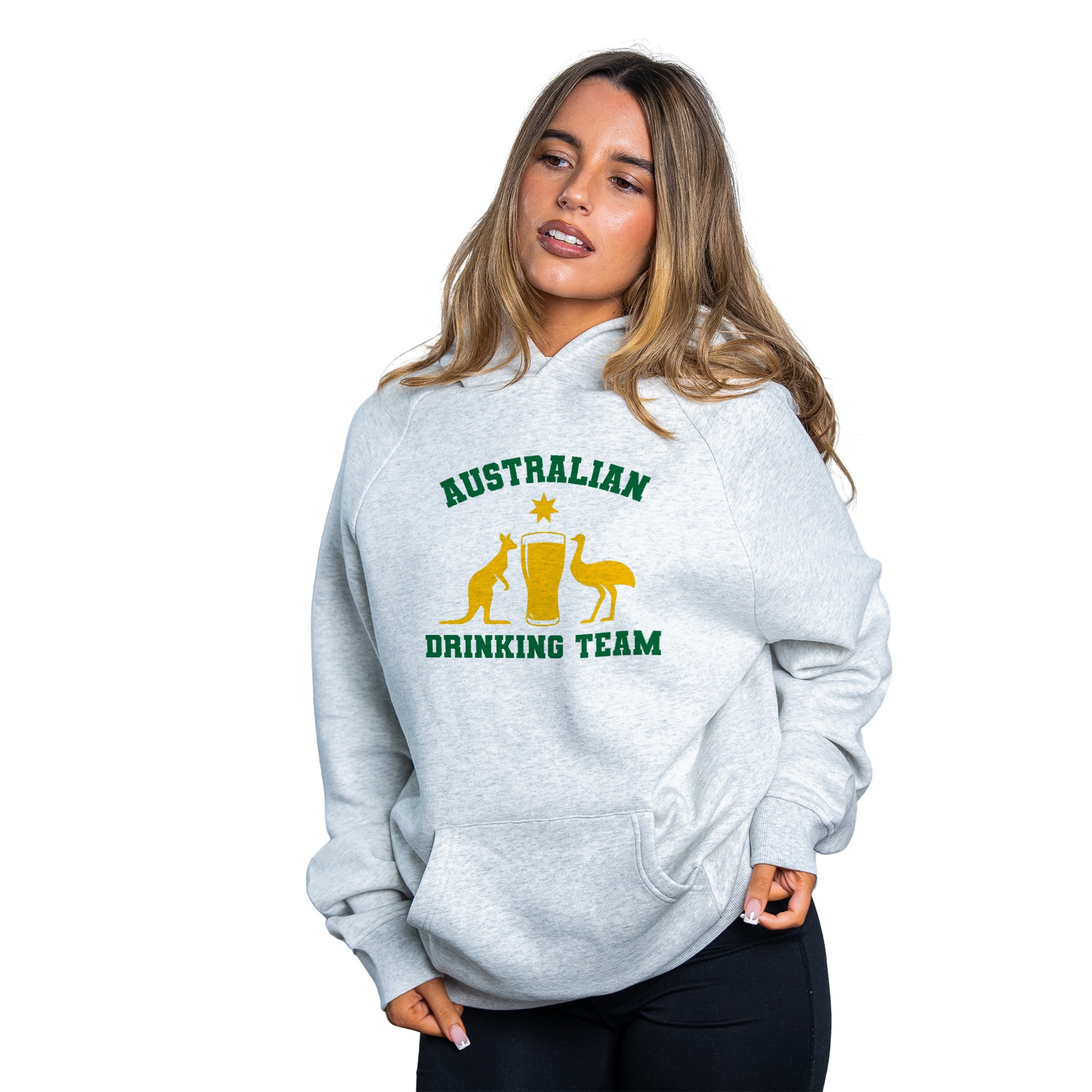 AUSTRALIAN DRINKING TEAM WHITE MARLE HOODIE