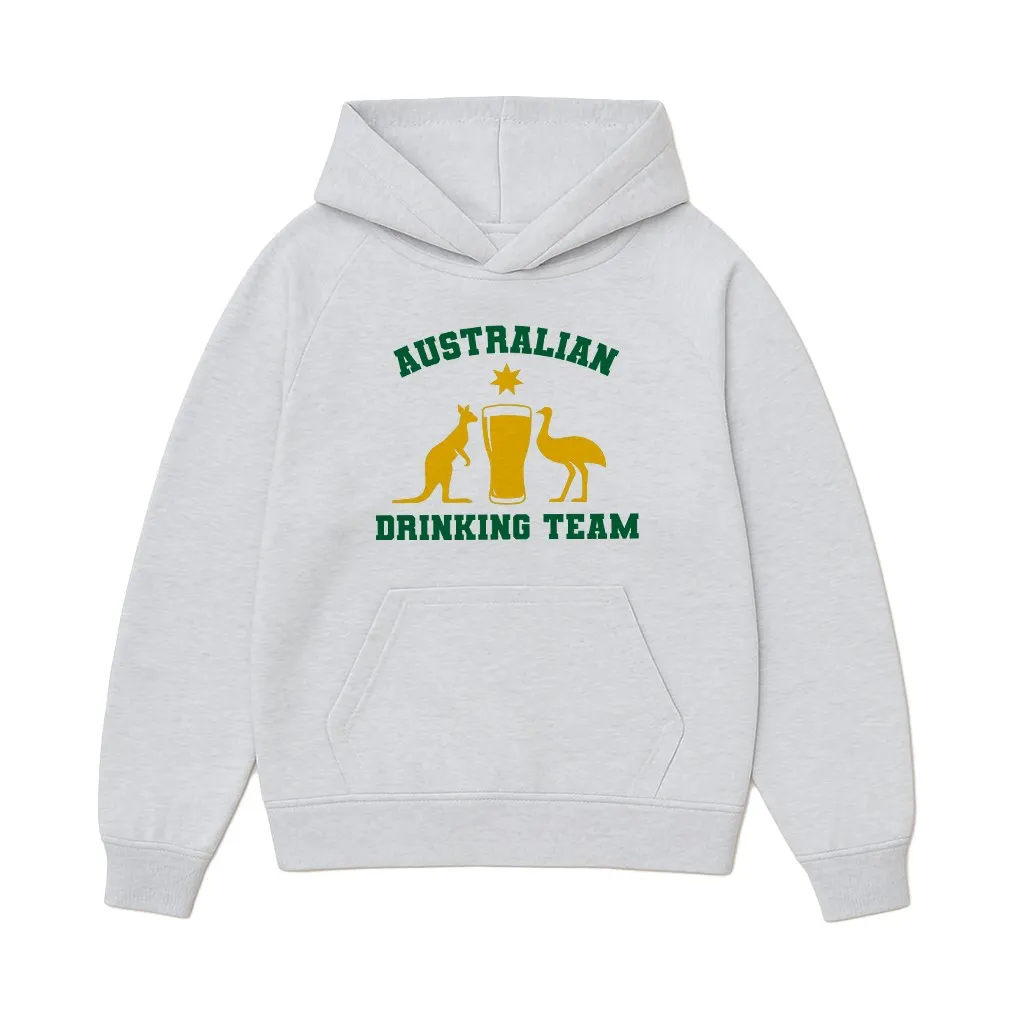 AUSTRALIAN DRINKING TEAM WHITE MARLE HOODIE AUSTRALIAN DRINKING TEAM WHITE MARLE HOODIE