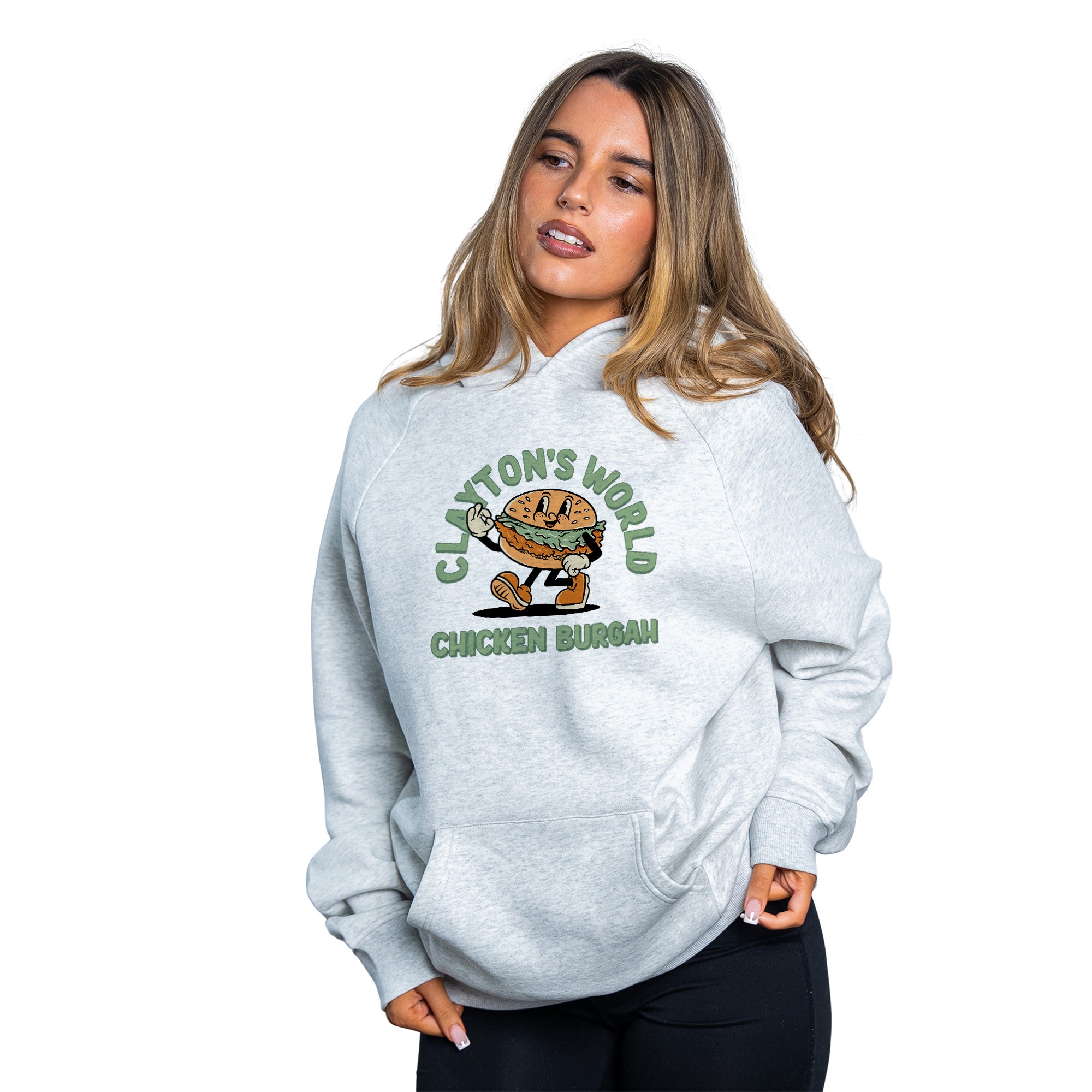 CLAYTON'S WORLD WHITE MARLE HOODIE