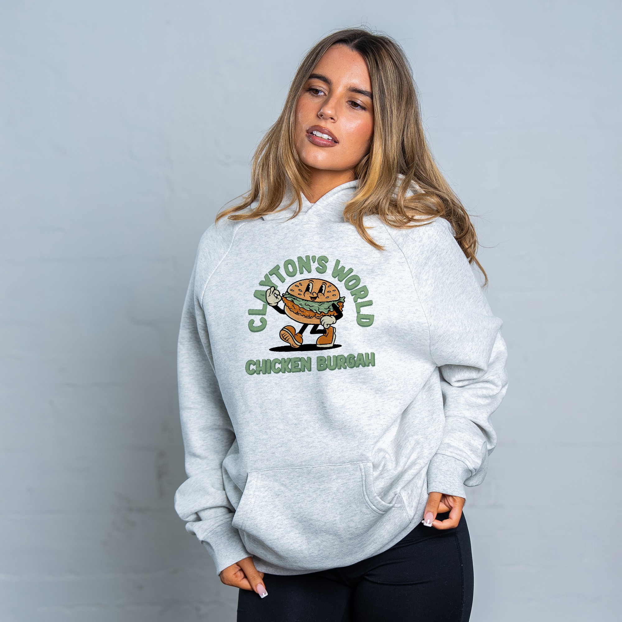 CLAYTON'S WORLD WHITE MARLE HOODIE