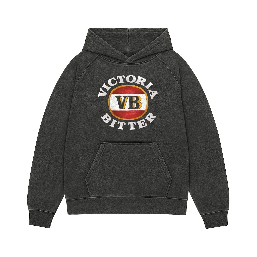 VICTORIA BITTER LOGO VINTAGE BLACK HOODIE