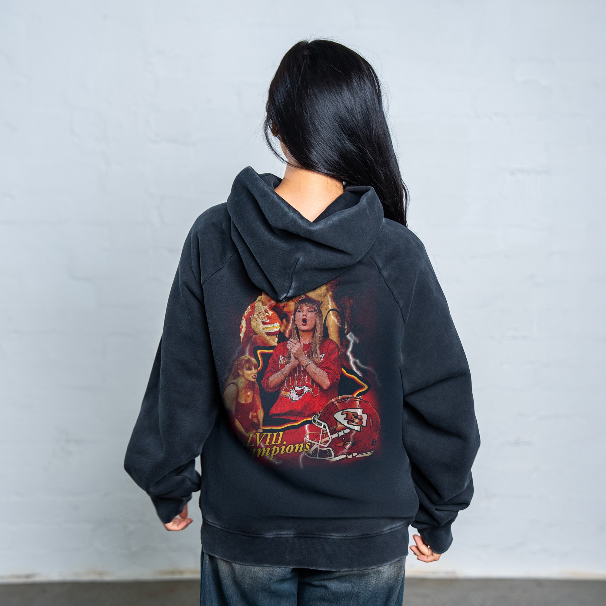 KC SWIFTS FRONT & BACK VINTAGE BLACK HOODIE