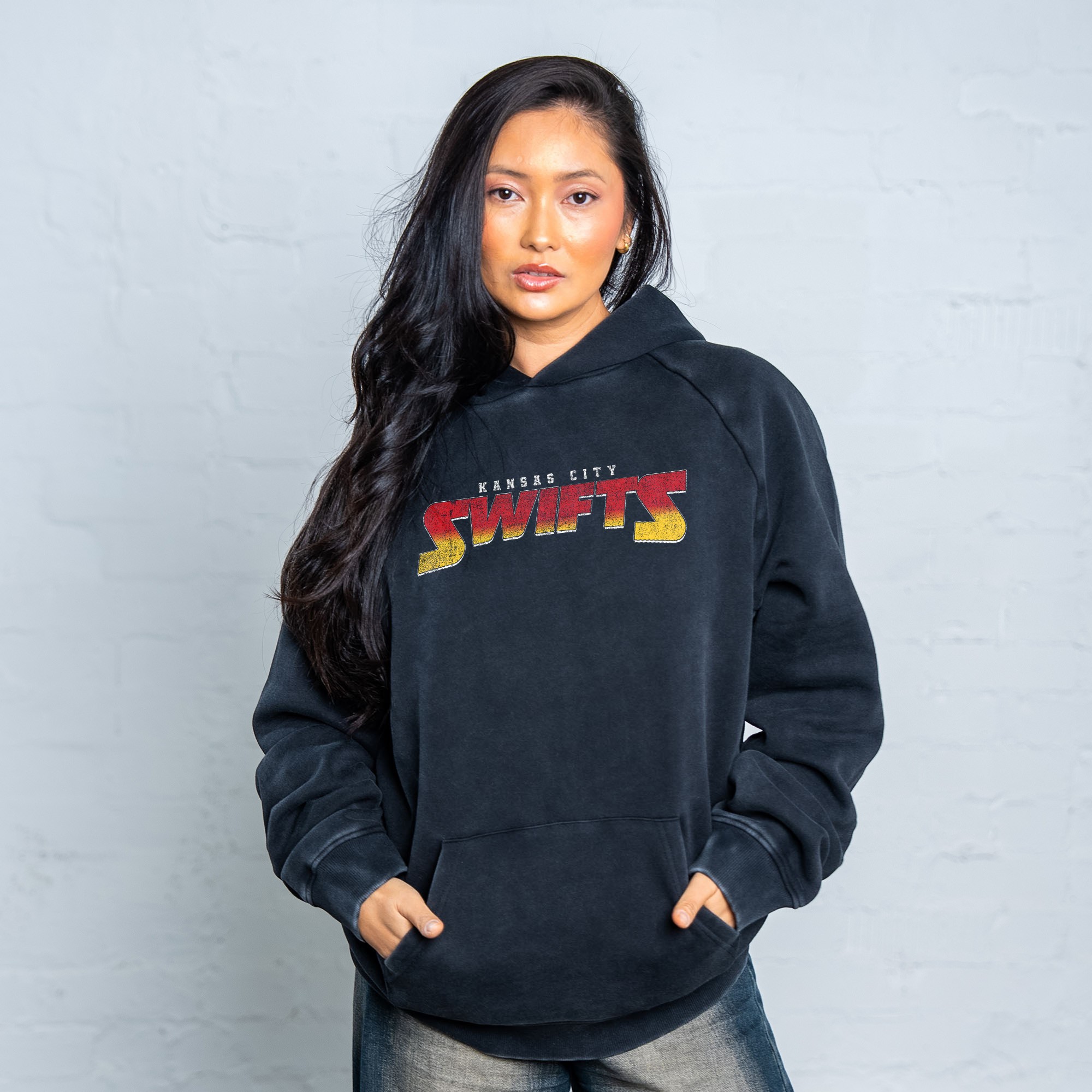 KC SWIFTS FRONT & BACK VINTAGE BLACK HOODIE