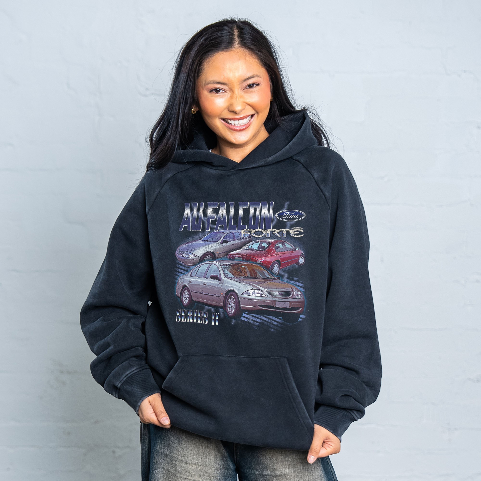 AU FALCON VINTAGE BLACK HOODIE