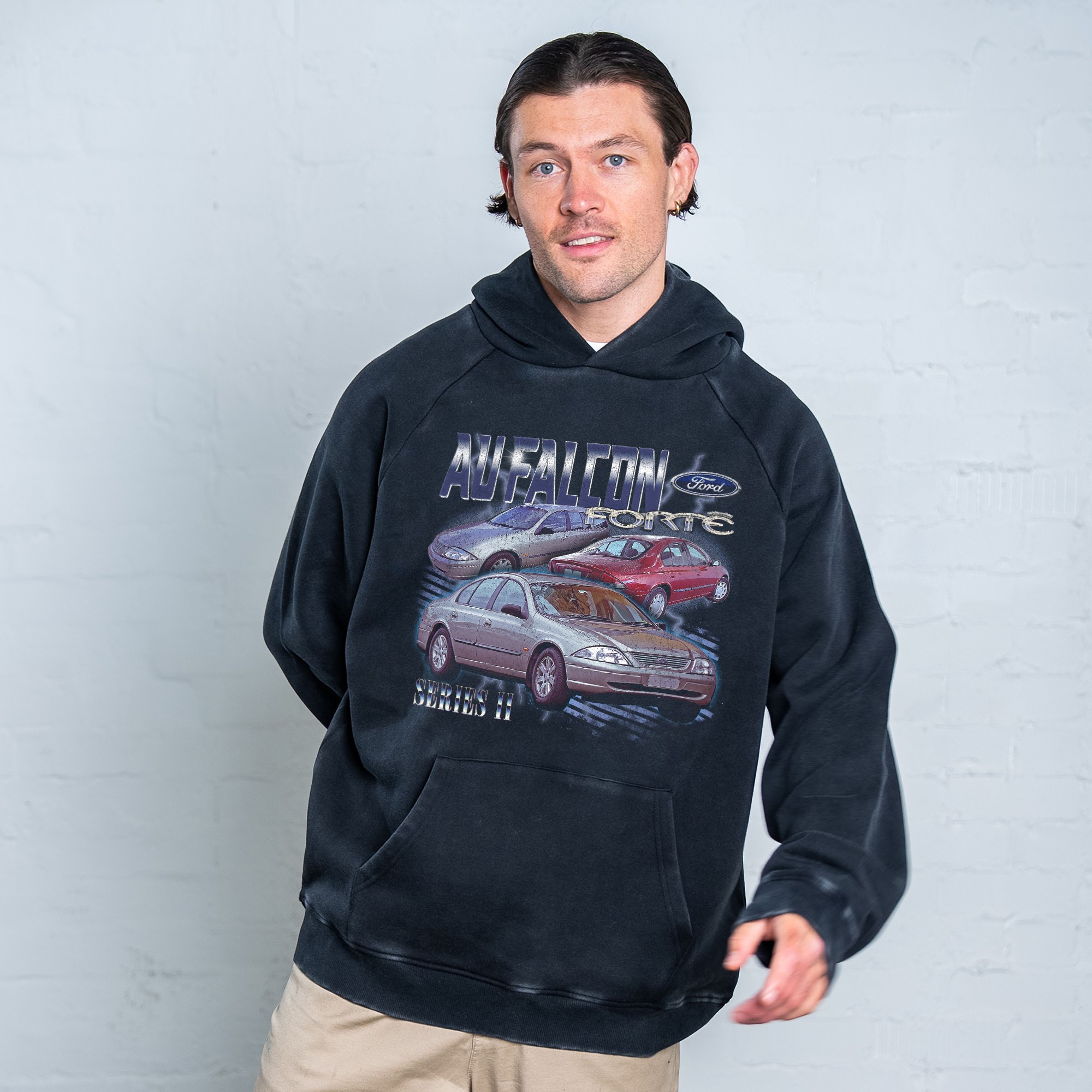 AU FALCON VINTAGE BLACK HOODIE