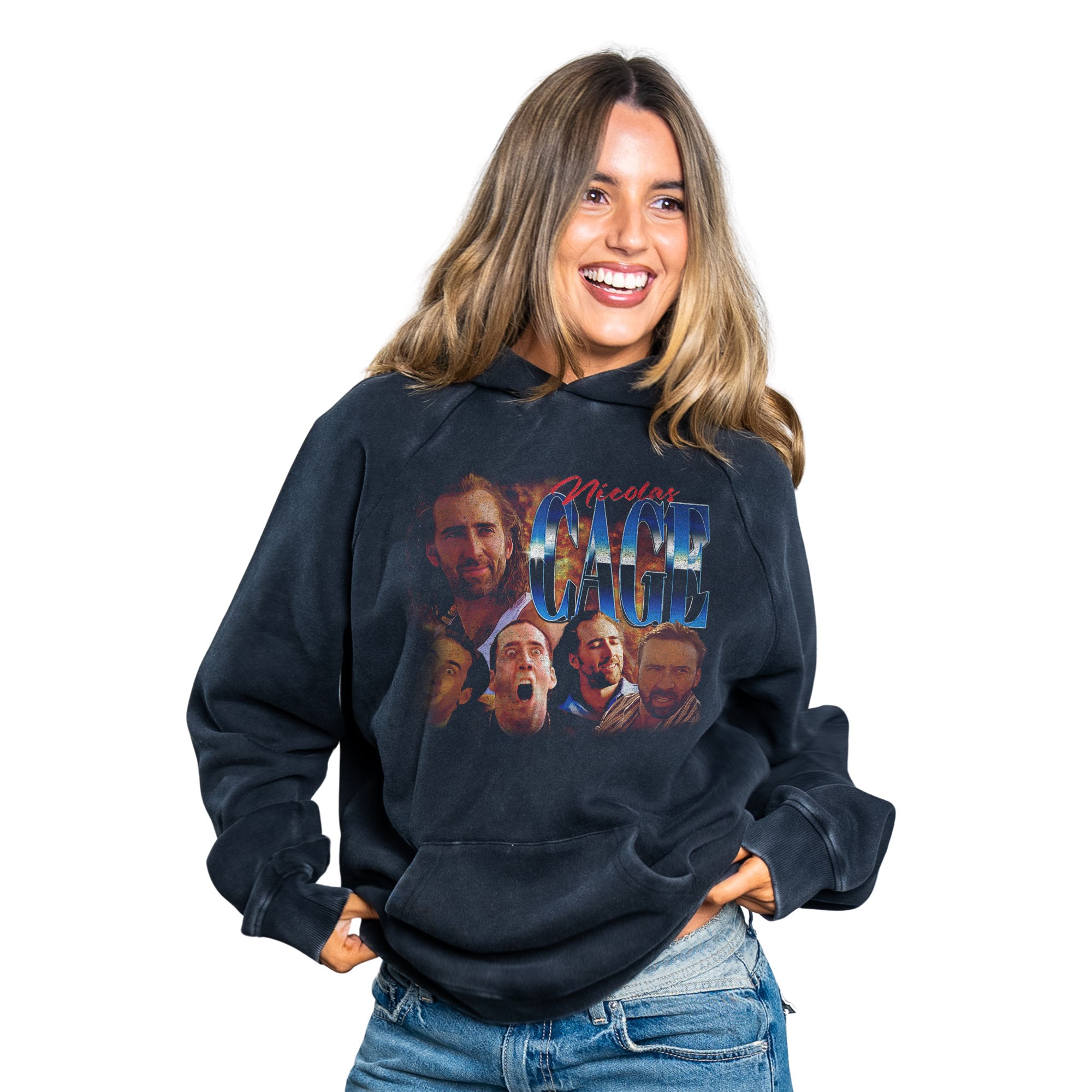 NIC CAGE VINTAGE BLACK HOODIE