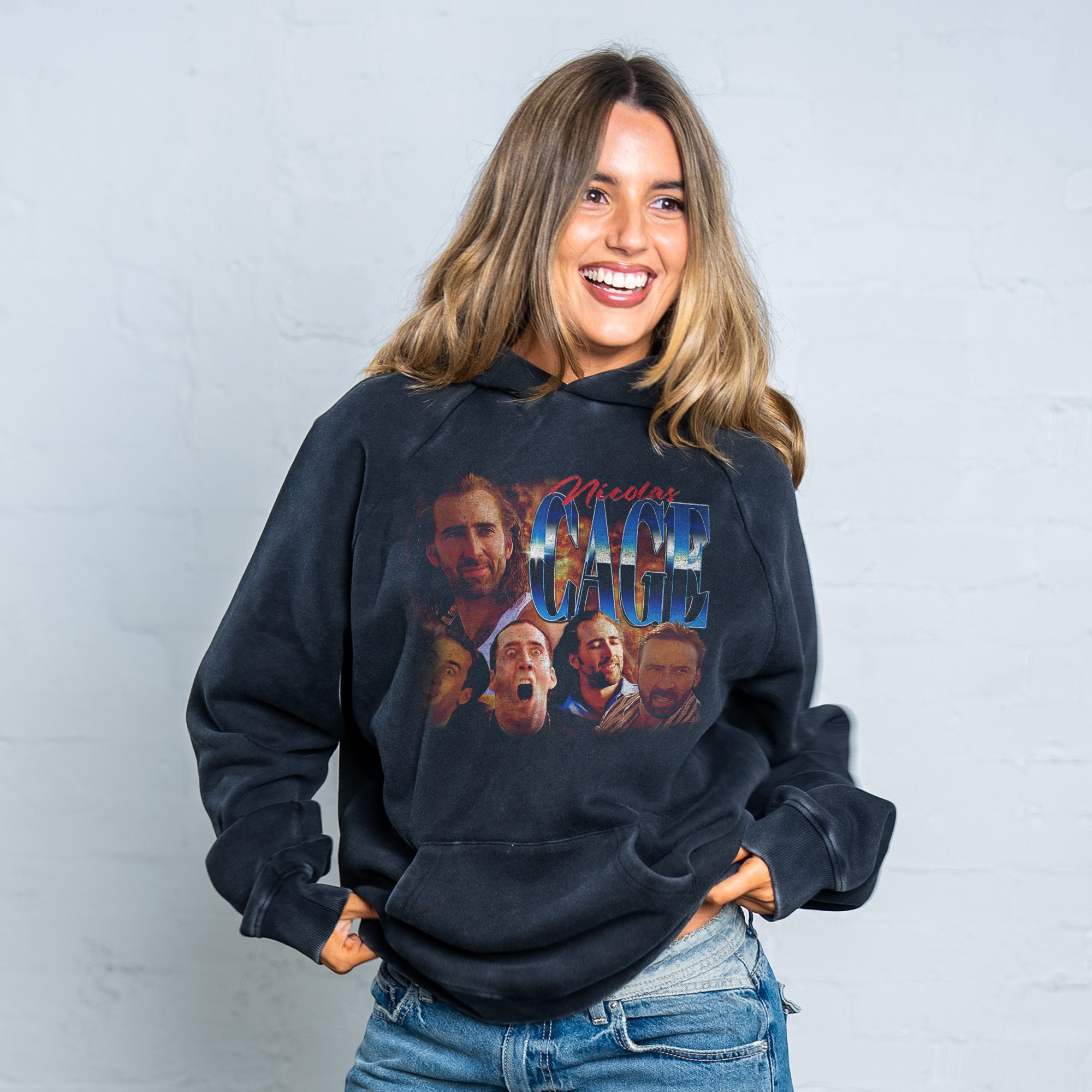 NIC CAGE VINTAGE BLACK HOODIE