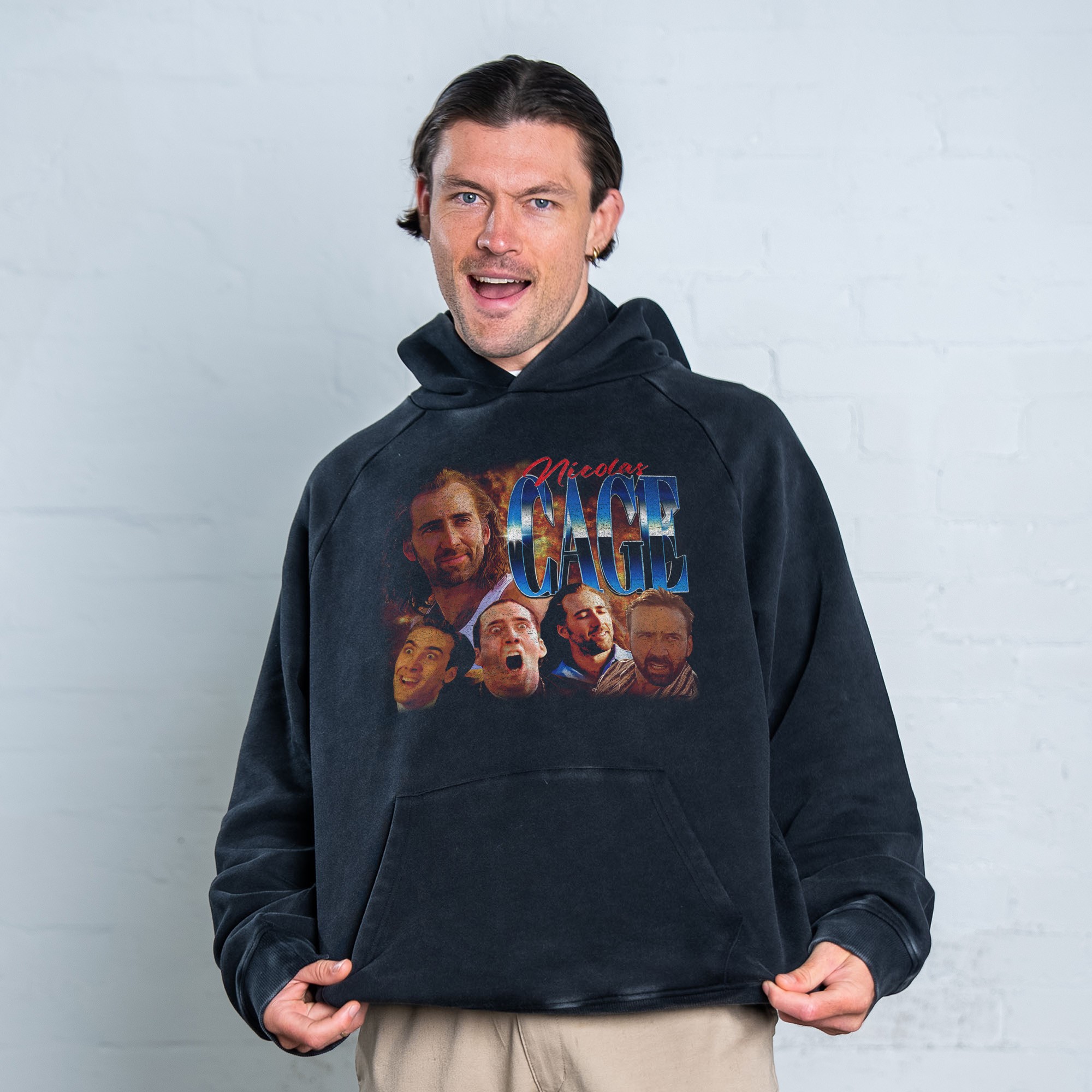 NIC CAGE VINTAGE BLACK HOODIE