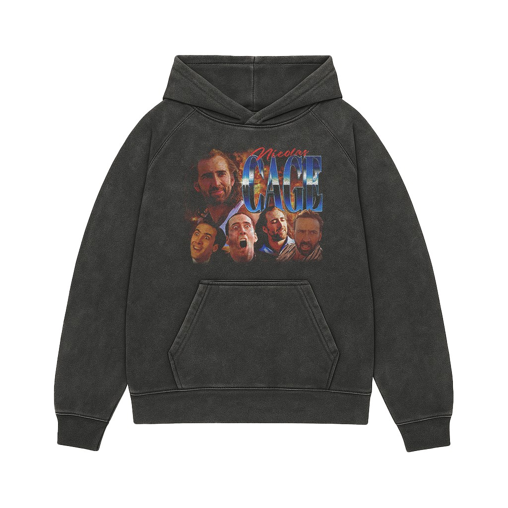 NIC CAGE VINTAGE BLACK HOODIE