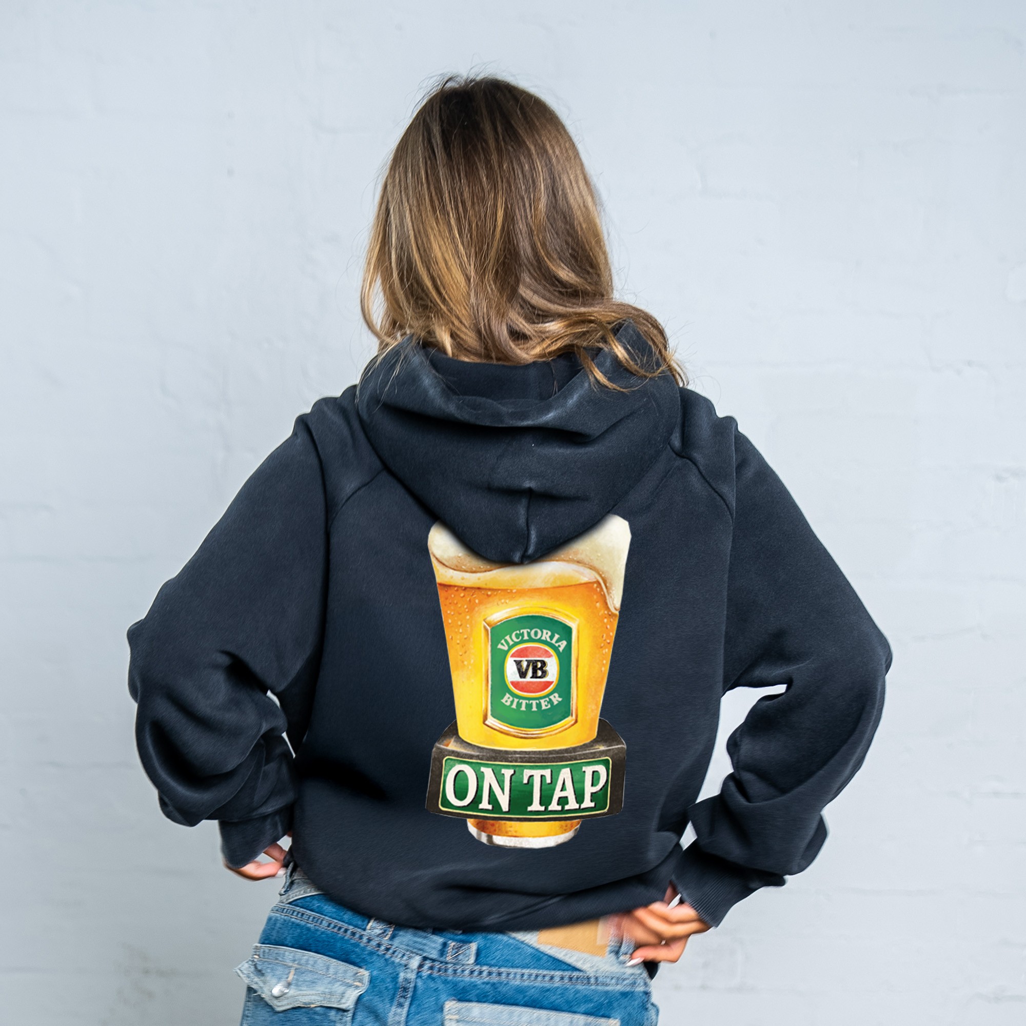 ON TAP FRONT & BACK VINTAGE BLACK HOODIE