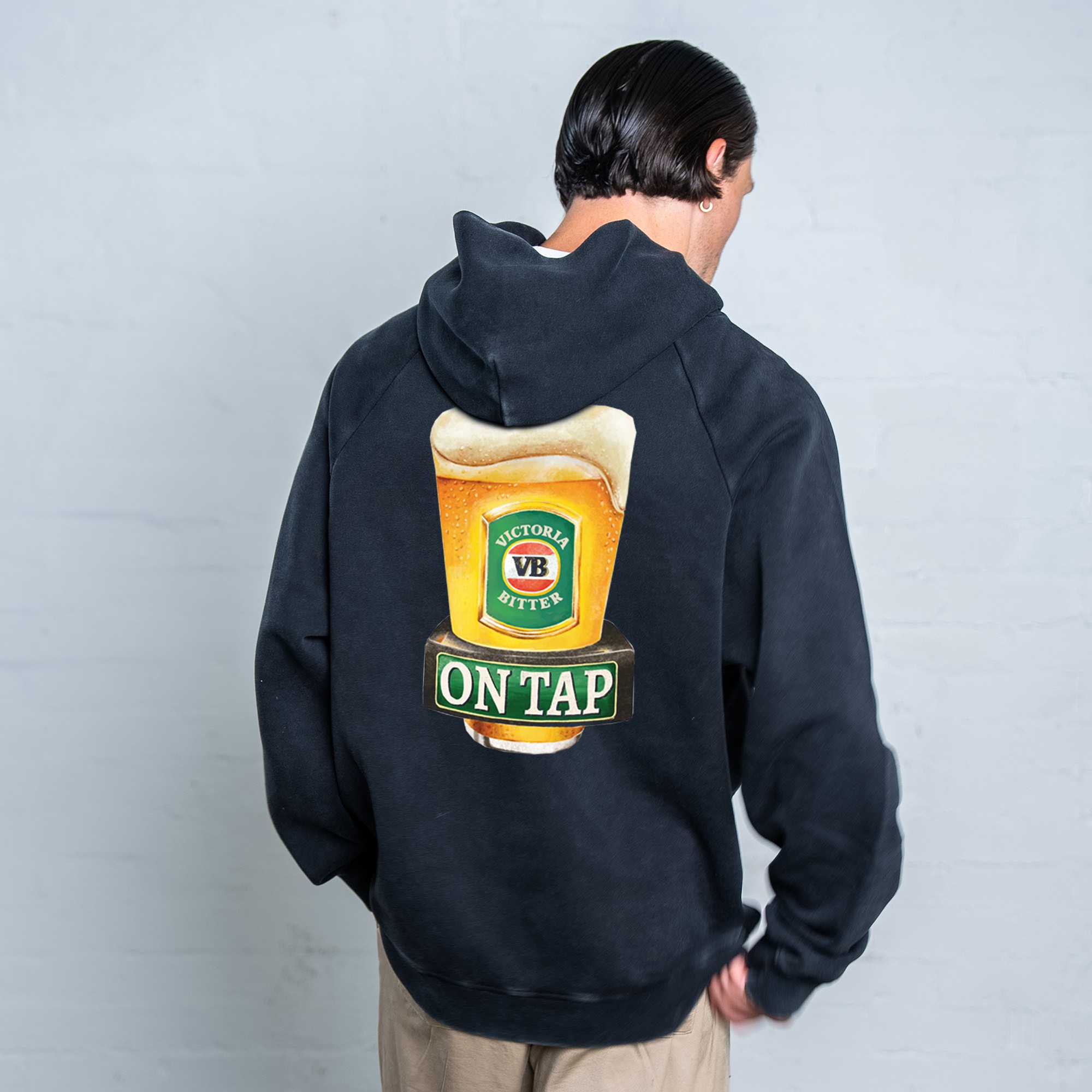 ON TAP FRONT & BACK VINTAGE BLACK HOODIE