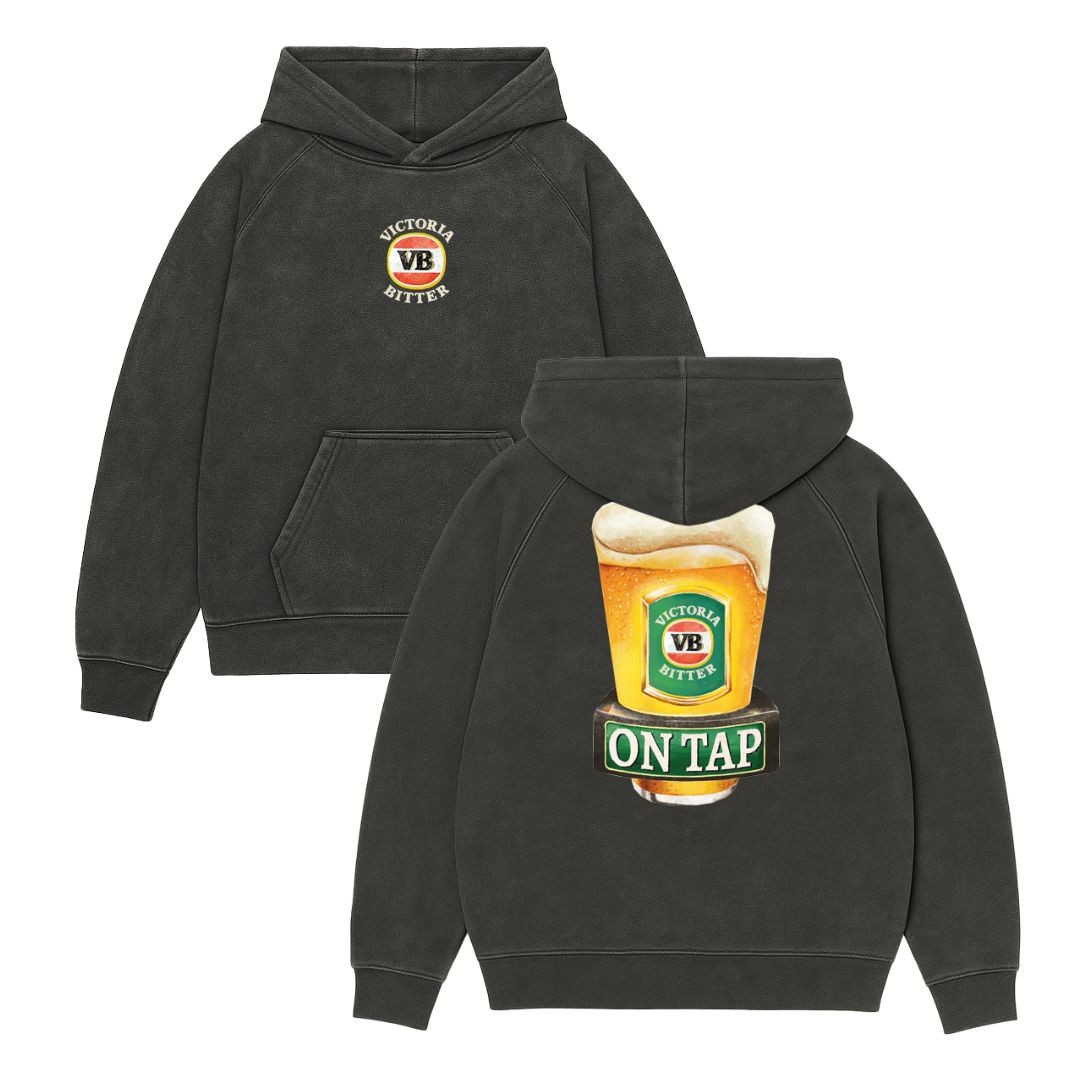 ON TAP FRONT & BACK VINTAGE BLACK HOODIE