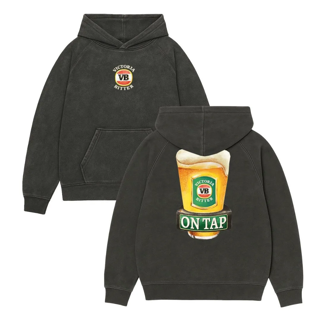 ON TAP FRONT & BACK VINTAGE BLACK HOODIE ON TAP FRONT & BACK VINTAGE BLACK HOODIE