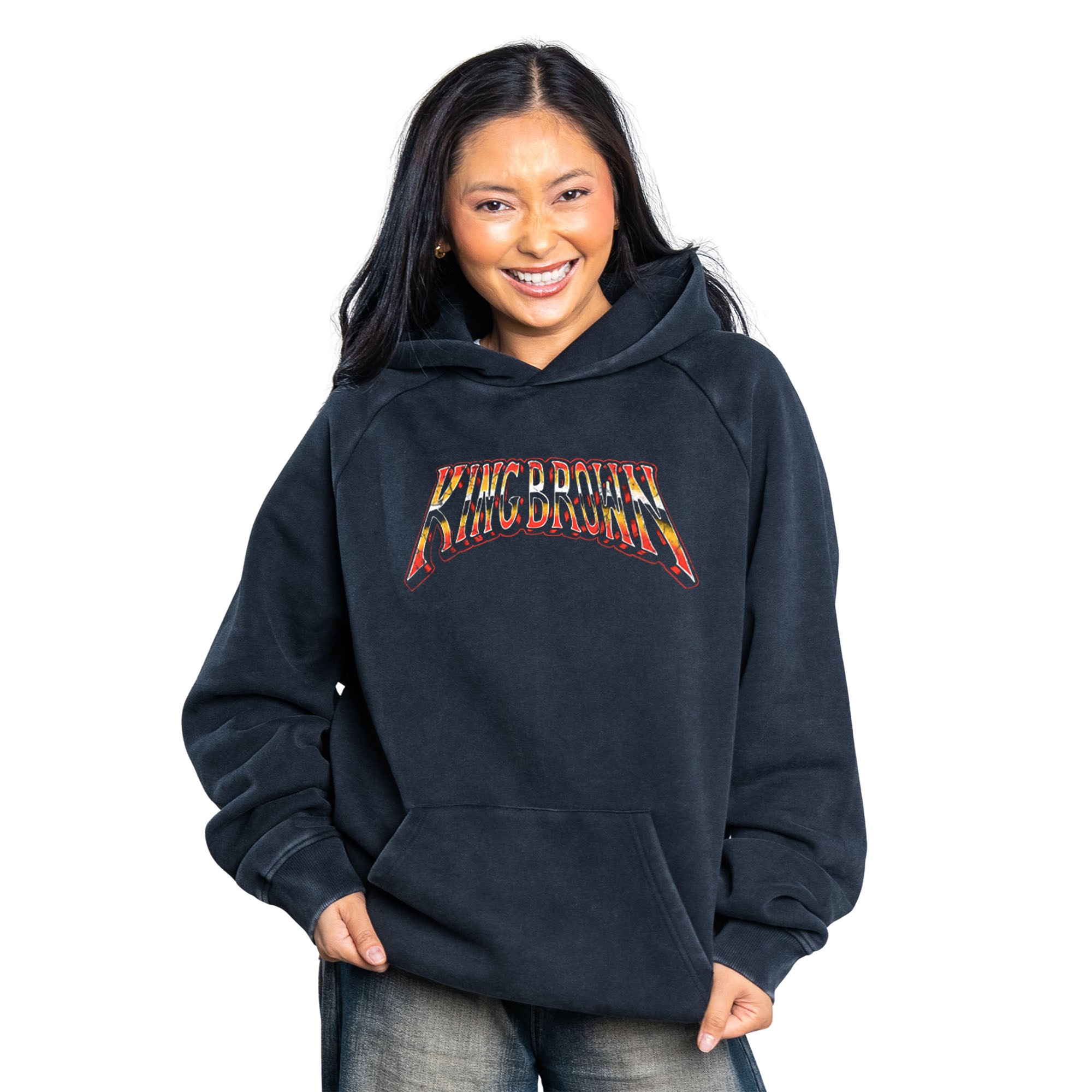 KING BROWN FRONT & BACK VINTAGE BLACK HOODIE