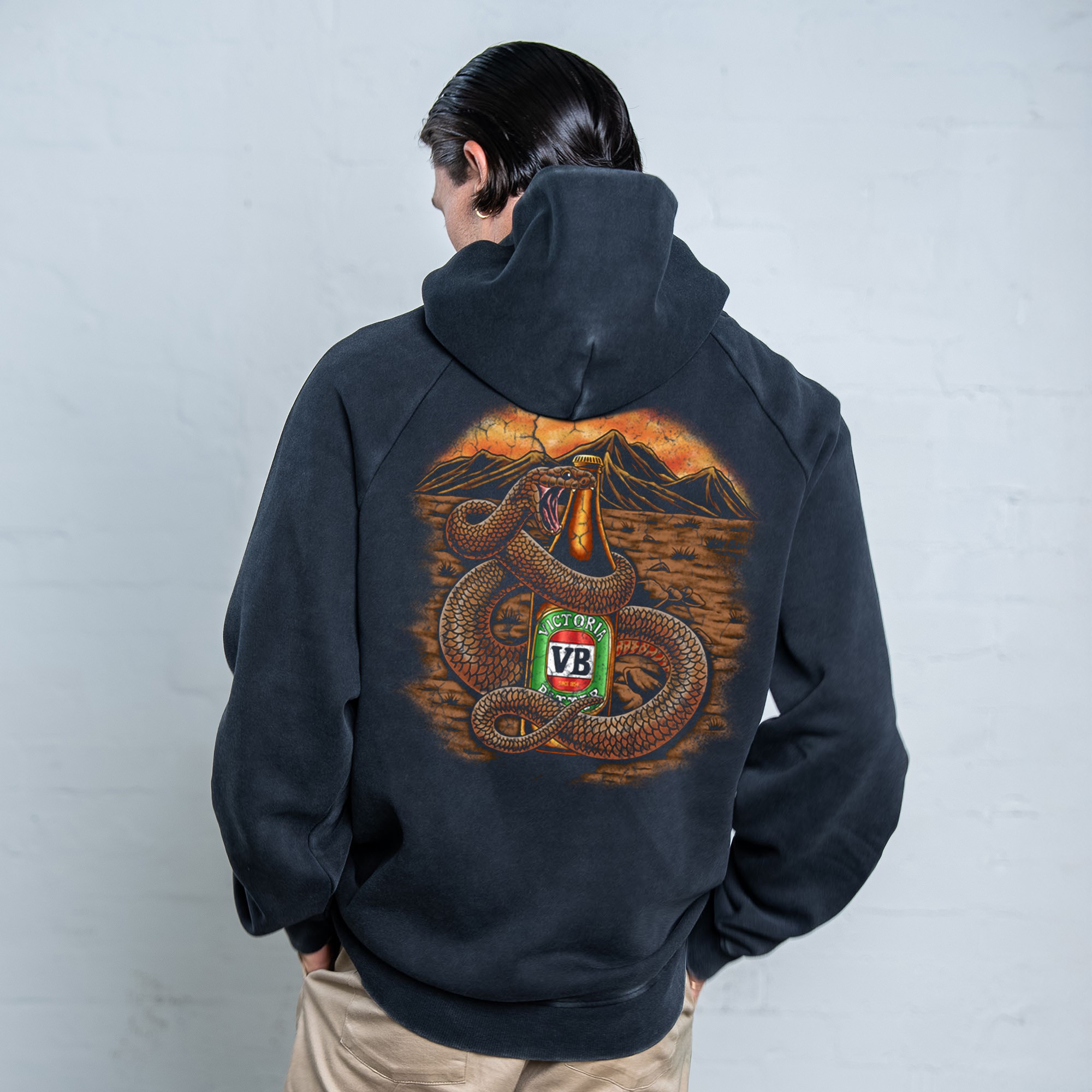 KING BROWN FRONT & BACK VINTAGE BLACK HOODIE