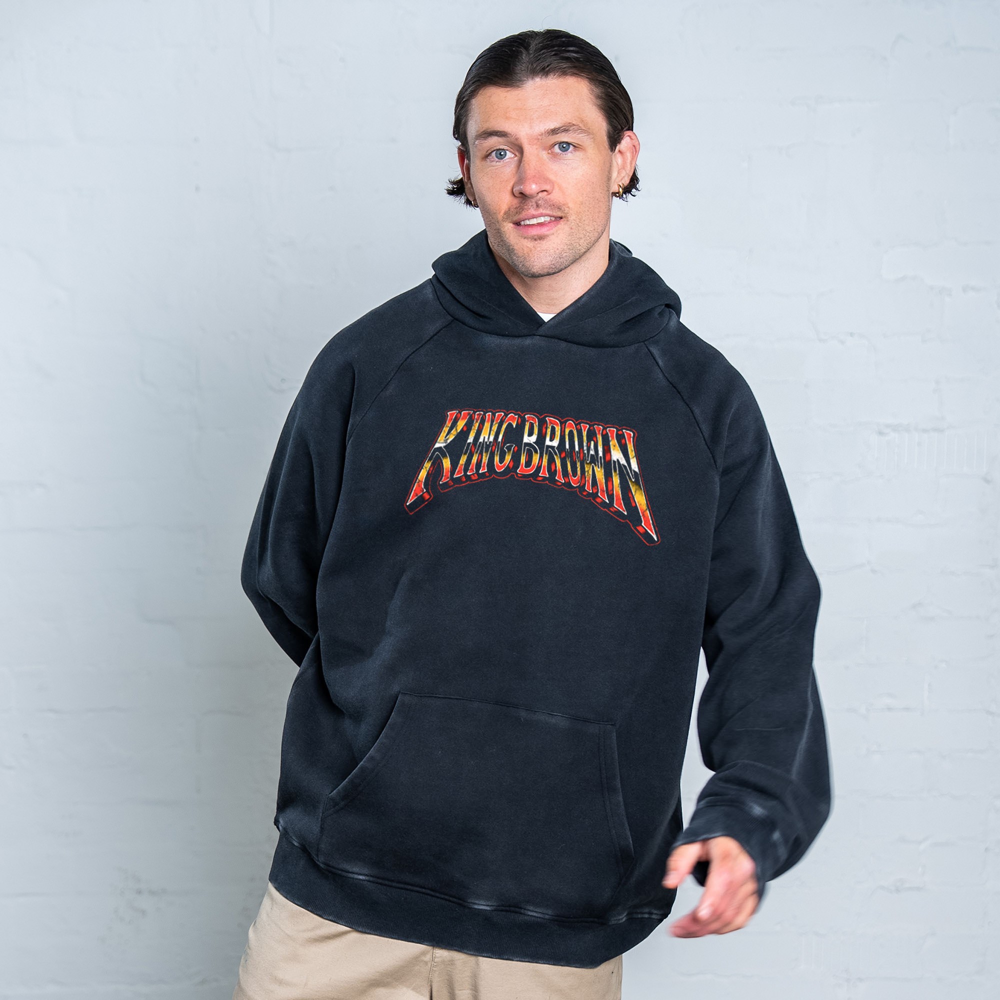 KING BROWN FRONT & BACK VINTAGE BLACK HOODIE