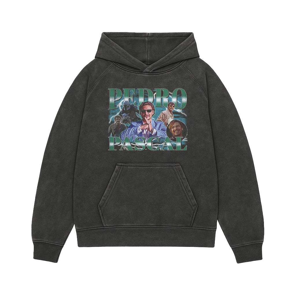 PEDRO PASCAL VINTAGE BLACK HOODIE PEDRO PASCAL VINTAGE BLACK HOODIE