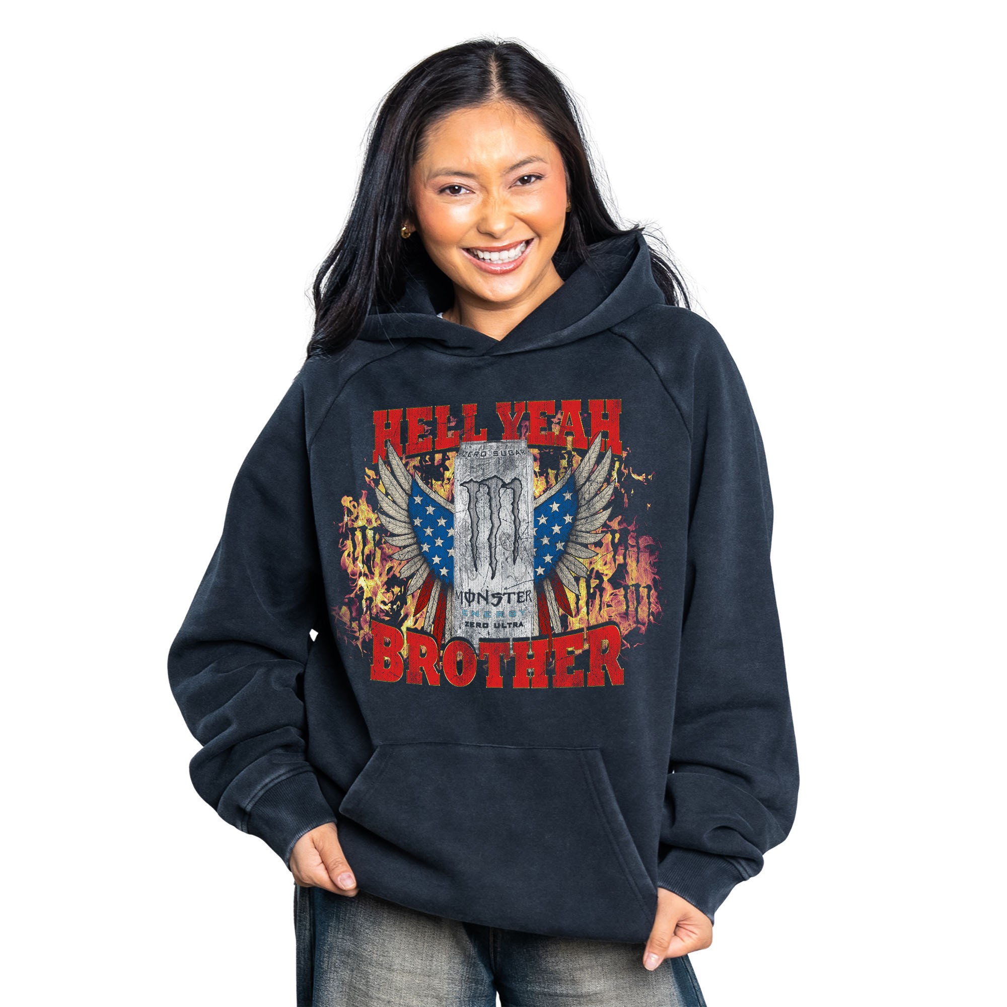 HELL YEAH BROTHER VINTAGE BLACK HOODIE