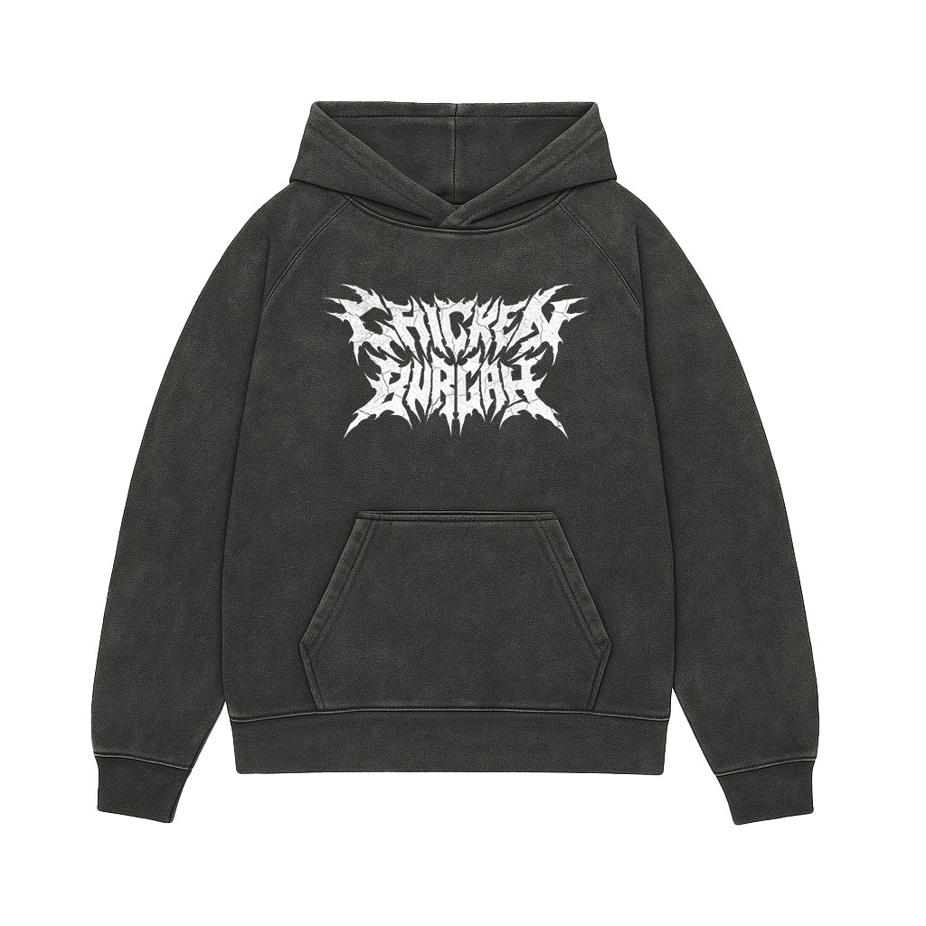 CHICKEN BURGAH VINTAGE BLACK HOODIE