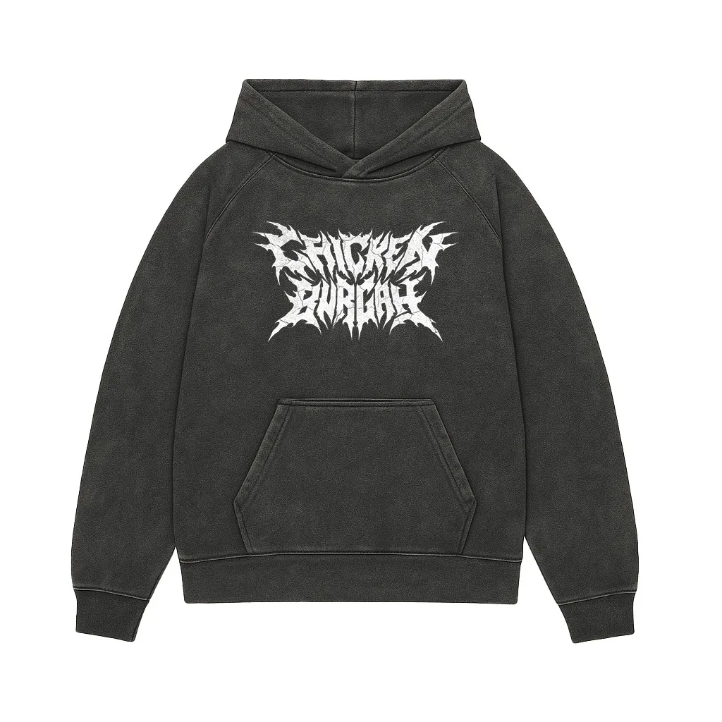 CHICKEN BURGAH VINTAGE BLACK HOODIE