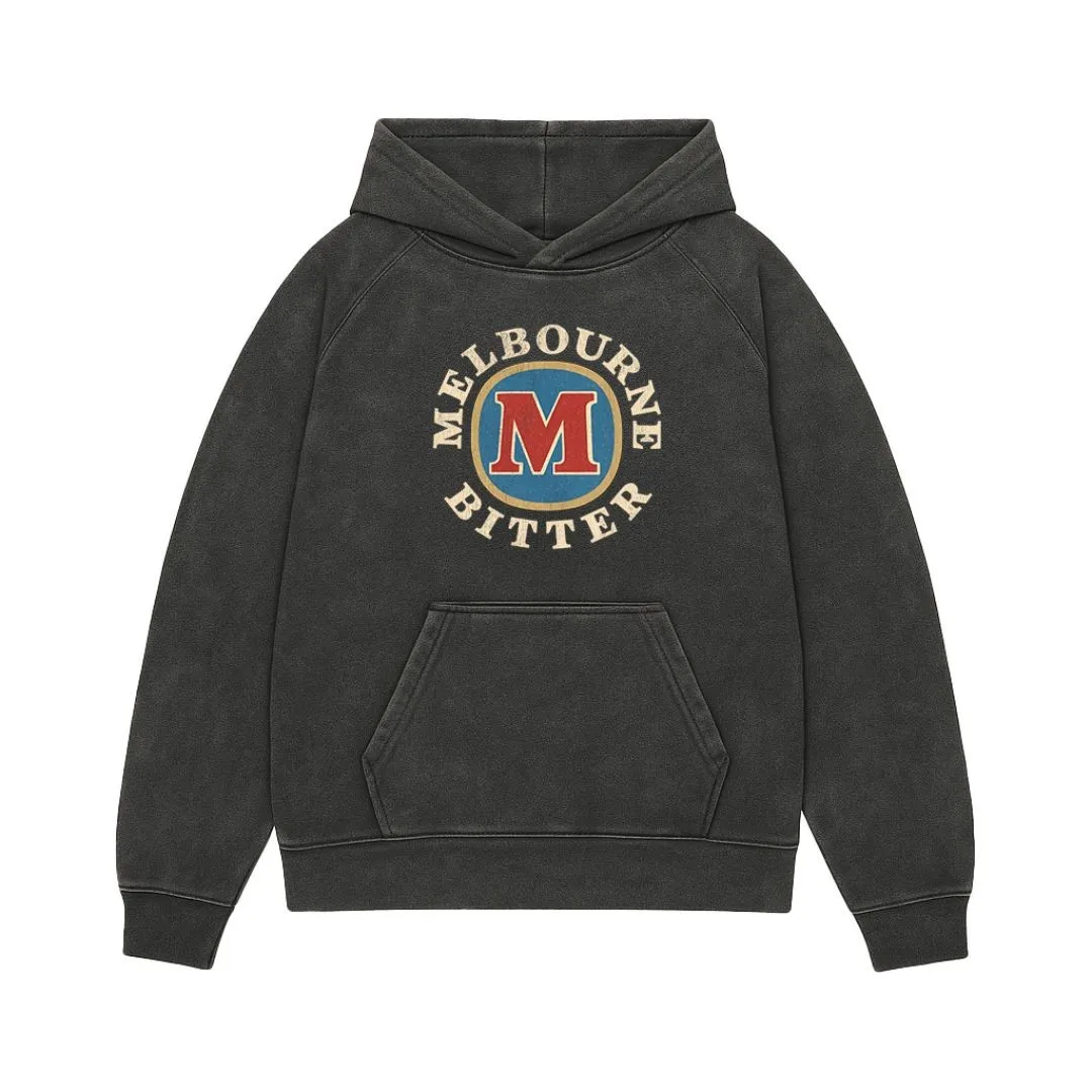 MELBOURNE BITTER LOGO VINTAGE BLACK HOODIE MELBOURNE BITTER LOGO VINTAGE BLACK HOODIE
