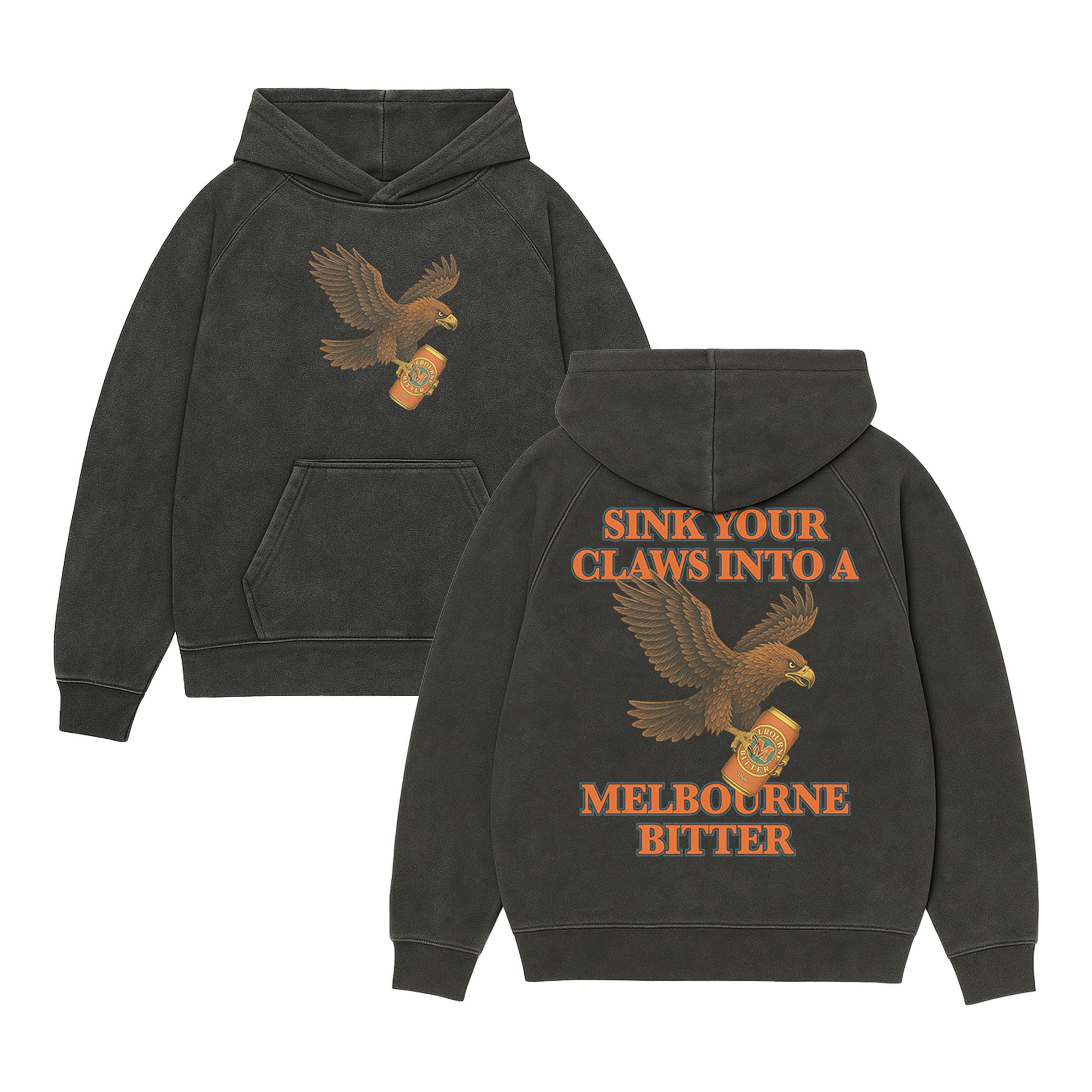 SINK YOUR CLAWS FRONT & BACK VINTAGE BLACK HOODIE SINK YOUR CLAWS FRONT & BACK VINTAGE BLACK HOODIE