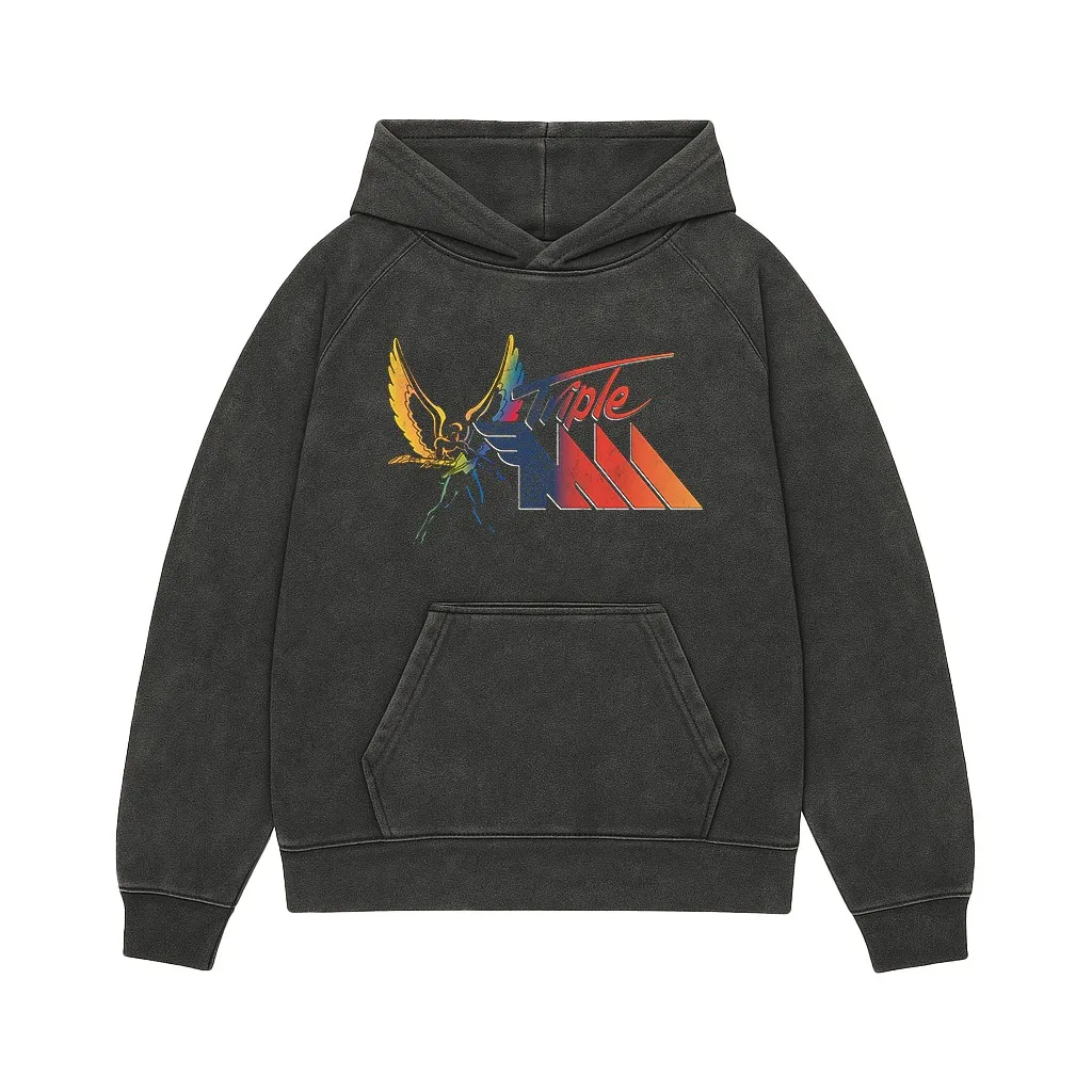 RETRO TRIPLE M LOGO VINTAGE BLACK HOODIE RETRO TRIPLE M LOGO VINTAGE BLACK HOODIE